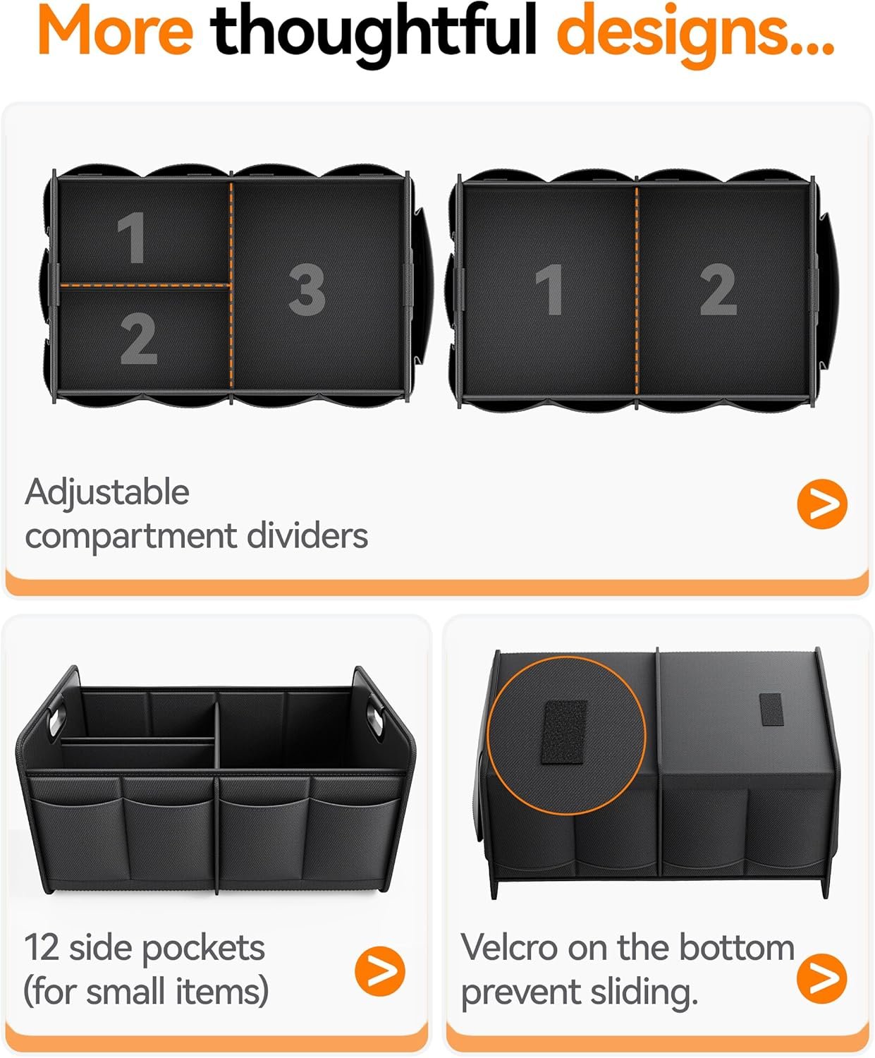 Custom Logo Trunk Organizer, Private Label Reinforced Handles Collapsible 2-Compartment Car Storage, Foldable Waterproof Sturdy 600D Oxford Polyester for SUV Mini-Van, Black Manufacturer Custom Logo Trunk Organizer, Private Label Reinforced Handles Collapsible 2-Compartment Car Storage, Foldable Waterproof Sturdy 600D Oxford Polyester for SUV Mini-Van, Black Manufacturer