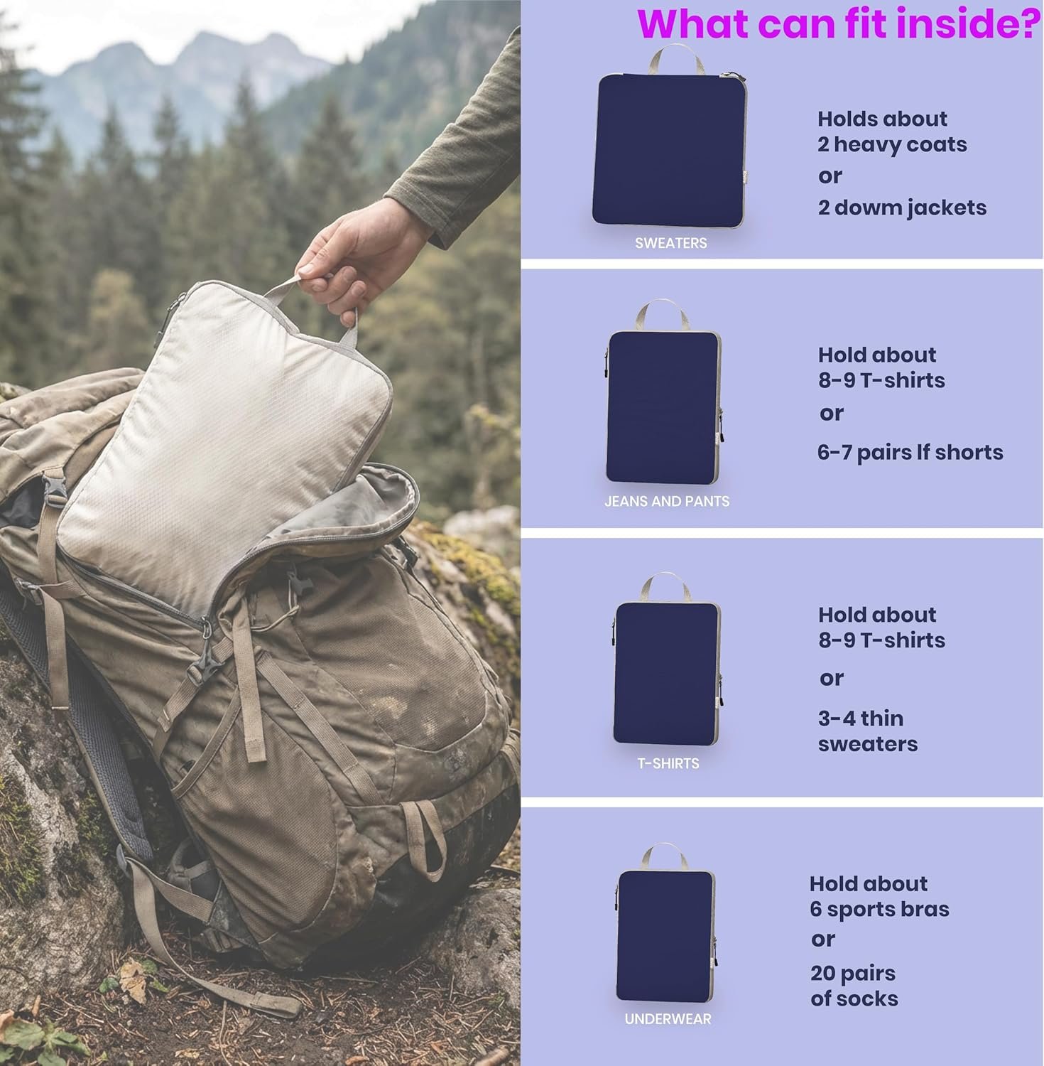 Custom Logo Compression Packing Cubes for Travel Set of 6 Expandable Private Label Luggage Organizers with Shoe Bag Lightweight Water-Resistant Manufacturer Suitcase Essentials for Carry-on & Checked Luggage Blue