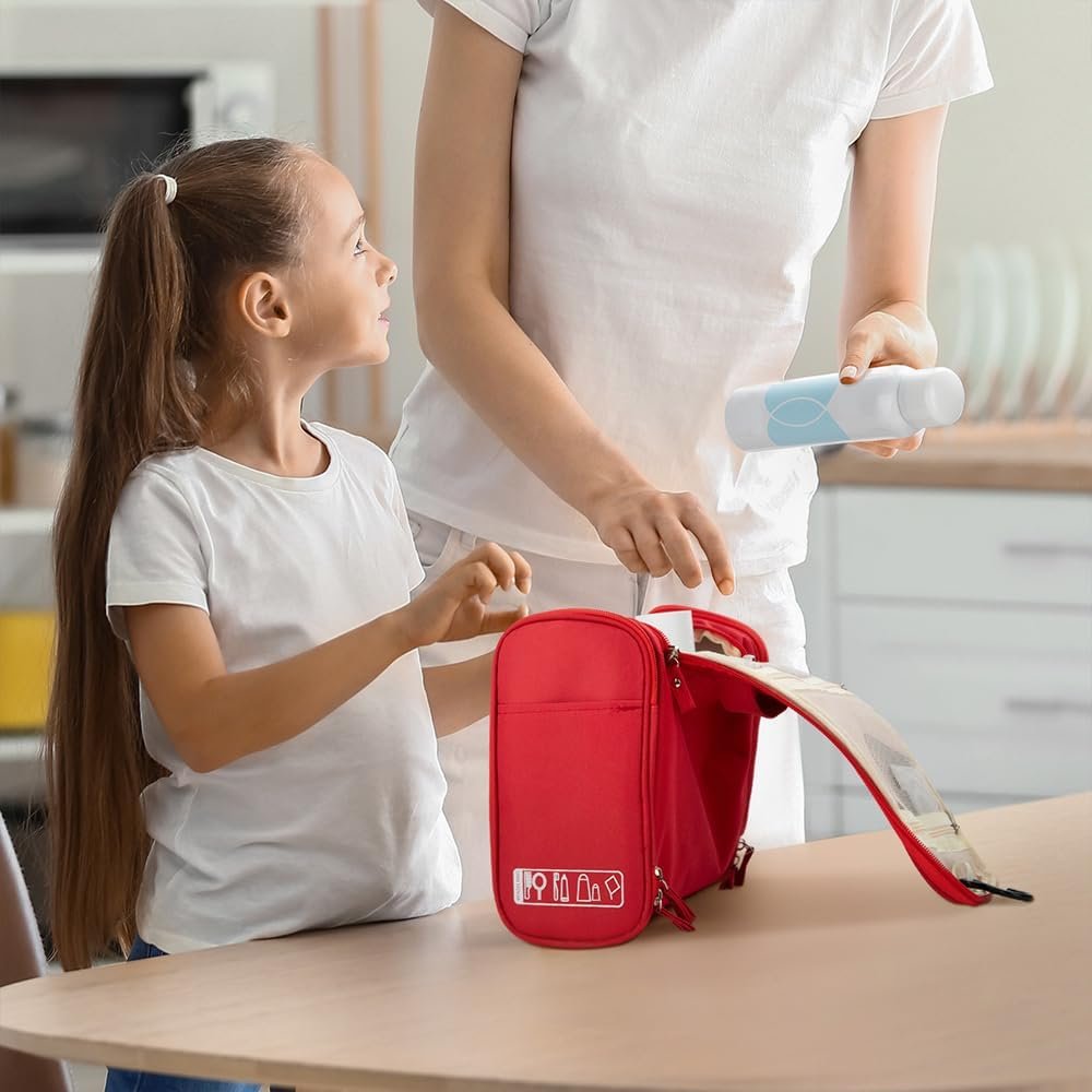 Custom Logo Small Hanging Kids Toiletry Bag with Mirror Personalized Name Animal Patch Private Label for Boys Girls Manufacturer 9.45×4.13×7.87INCH