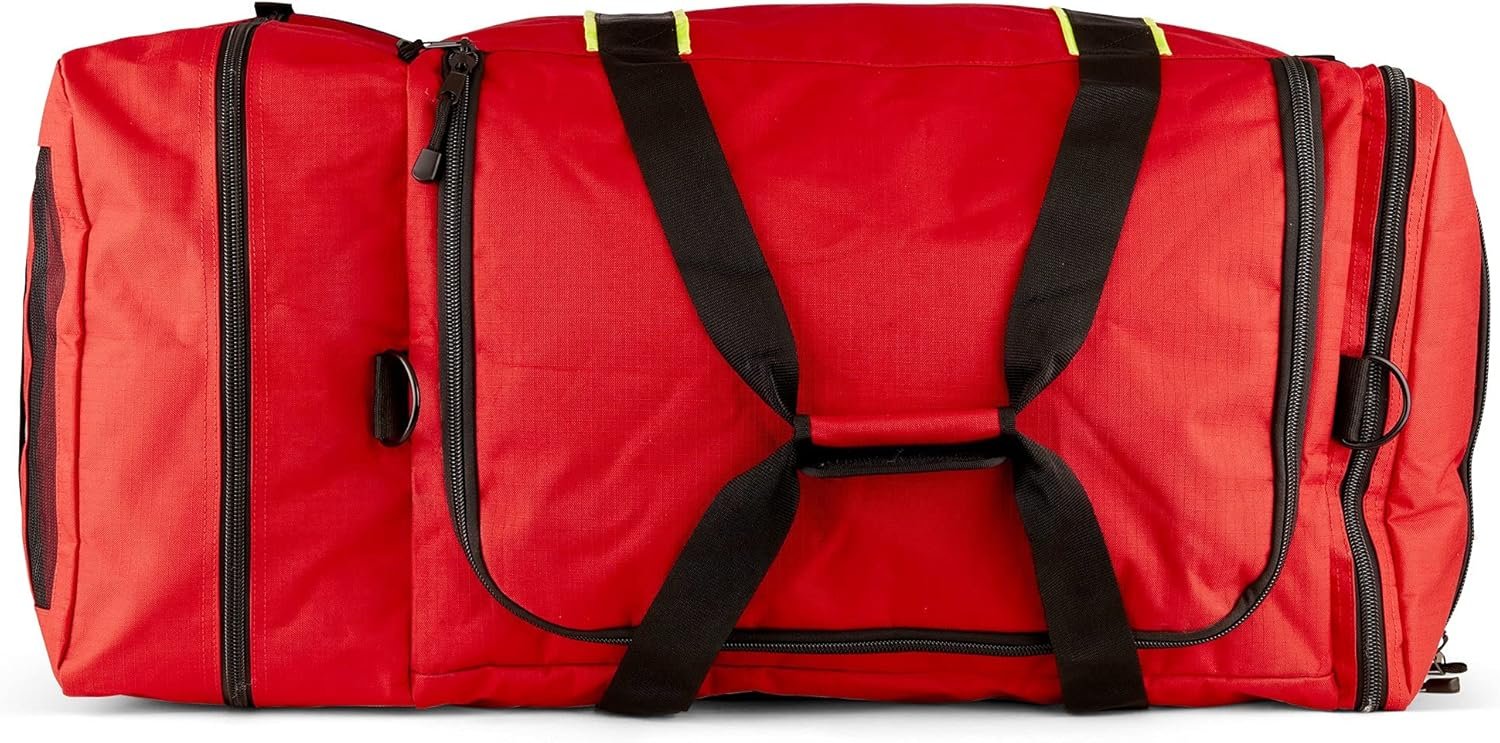 Private Label Firefighter Turnout Jumbo Gear Bag with Custom Logo Maltese Cross Reflective Trim and Padded Shoulder Strap from Manufacturer