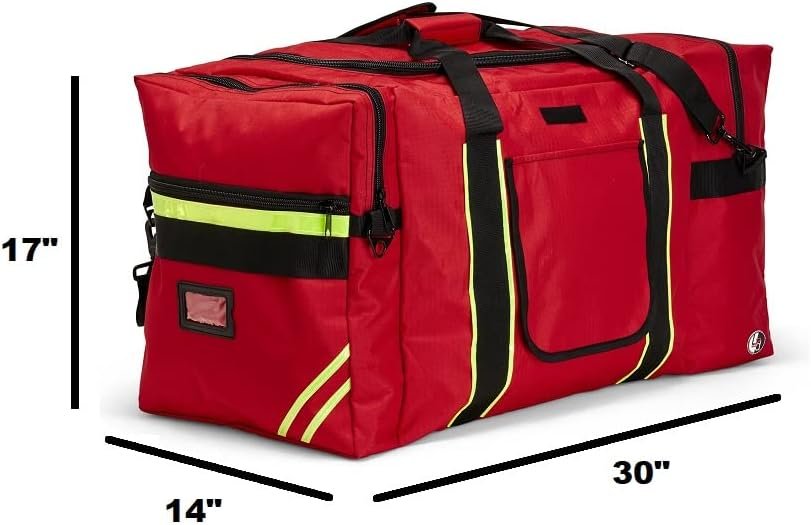 Private Label Firefighter Turnout Jumbo Gear Bag with Custom Logo Maltese Cross Reflective Trim and Padded Shoulder Strap from Manufacturer
