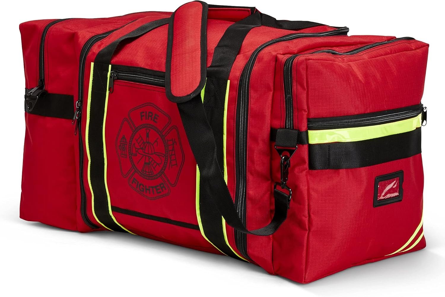 Private Label Firefighter Turnout Jumbo Gear Bag with Custom Logo Maltese Cross Reflective Trim and Padded Shoulder Strap from Manufacturer