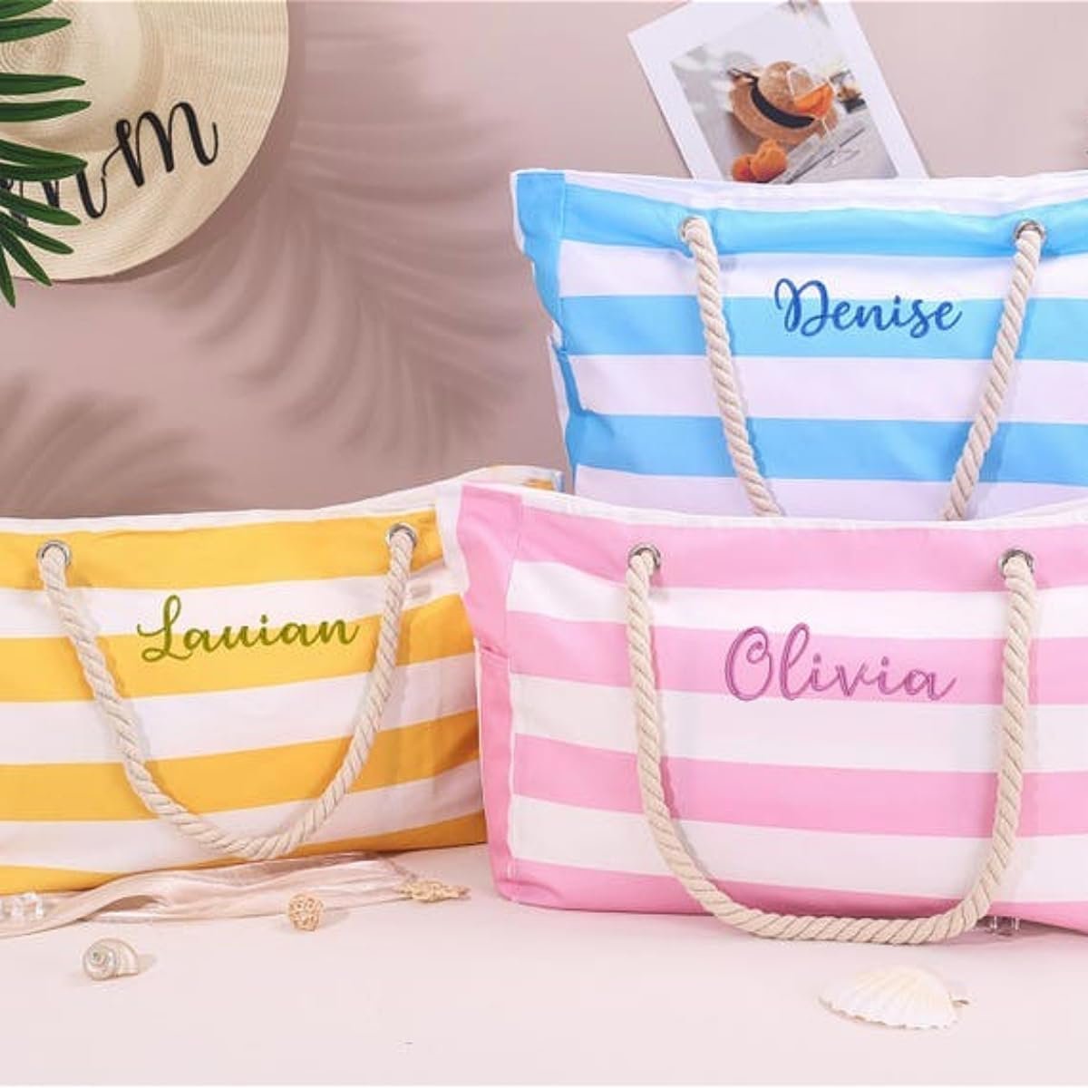 Custom Logo Embroidered Name Tote Bags for Women Private Label Beach Shoulder Handbag Manufacturer Custom Logo Embroidered Name Tote Bags for Women Private Label Beach Shoulder Handbag Manufacturer
