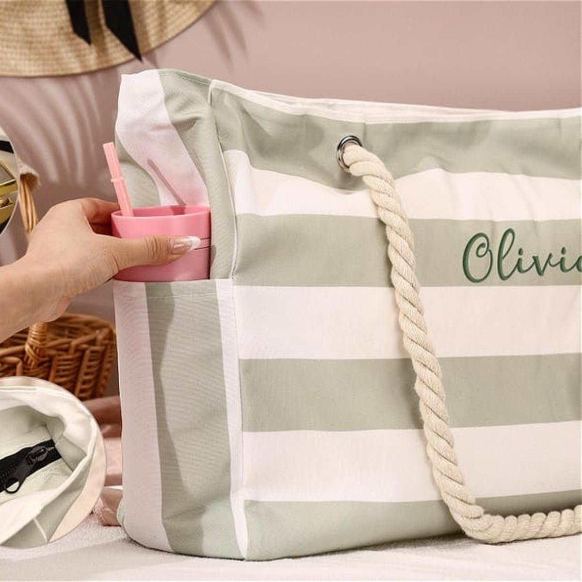 Custom Logo Embroidered Name Tote Bags for Women Private Label Beach Shoulder Handbag Manufacturer Custom Logo Embroidered Name Tote Bags for Women Private Label Beach Shoulder Handbag Manufacturer