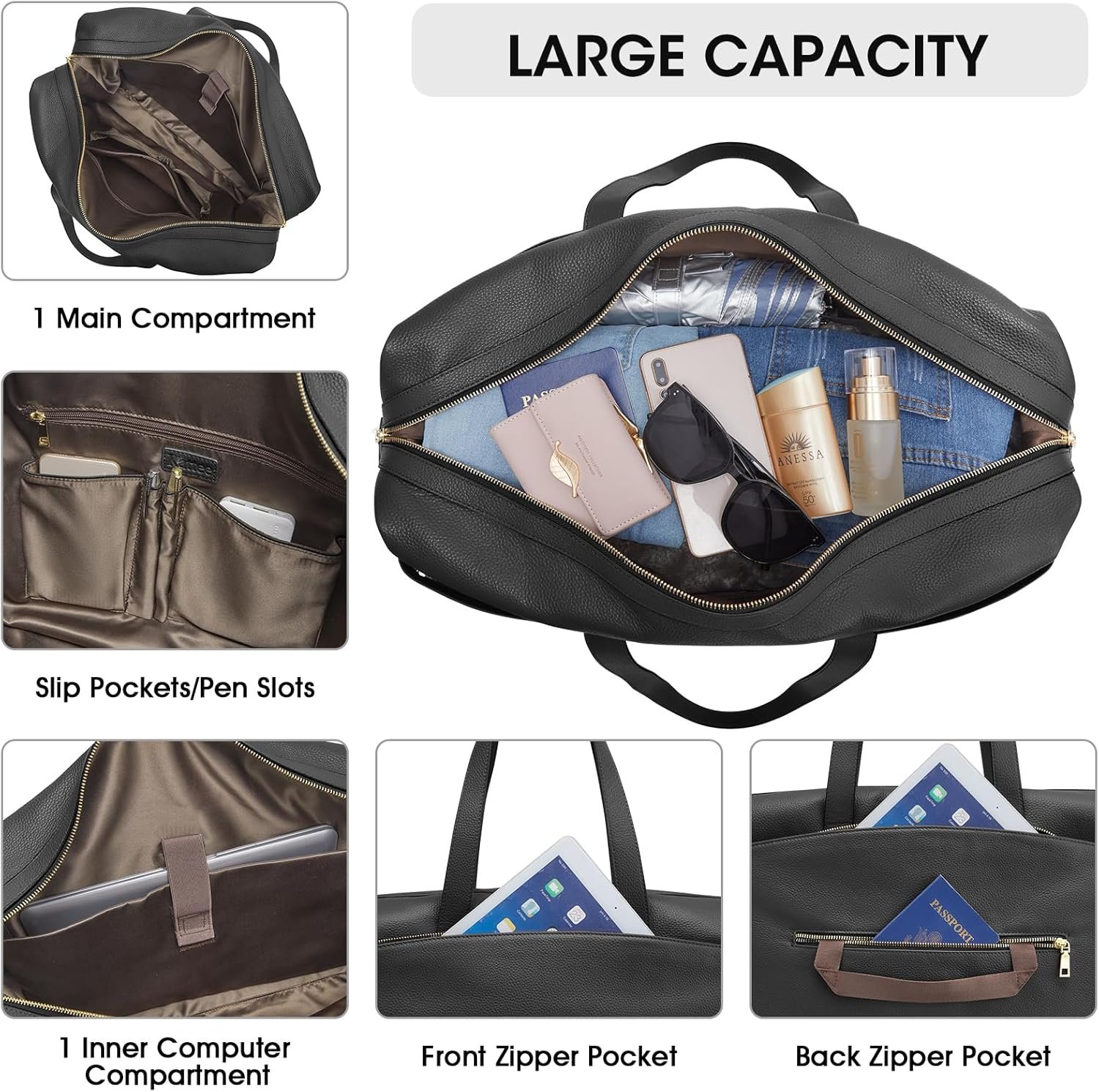 Custom Logo Weekender Duffel Bags for Women Private Label Leather Travel Overnight Carry-On Large Tote Manufacturer