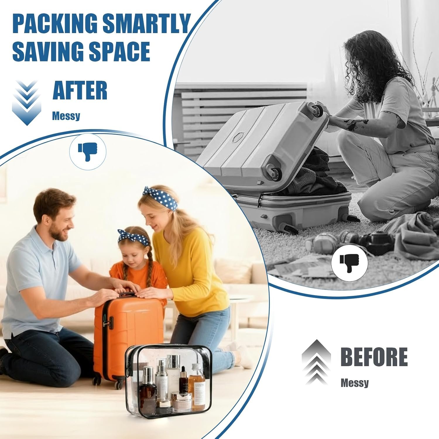 Custom Logo 2 Pack TSA Approved Quart Size Clear Makeup Bags - Toiletry Bags for Travel Toiletries Private Label Cosmetic Organizers for Women Men Carry-On Airline Compliant Factory Black-2pcs