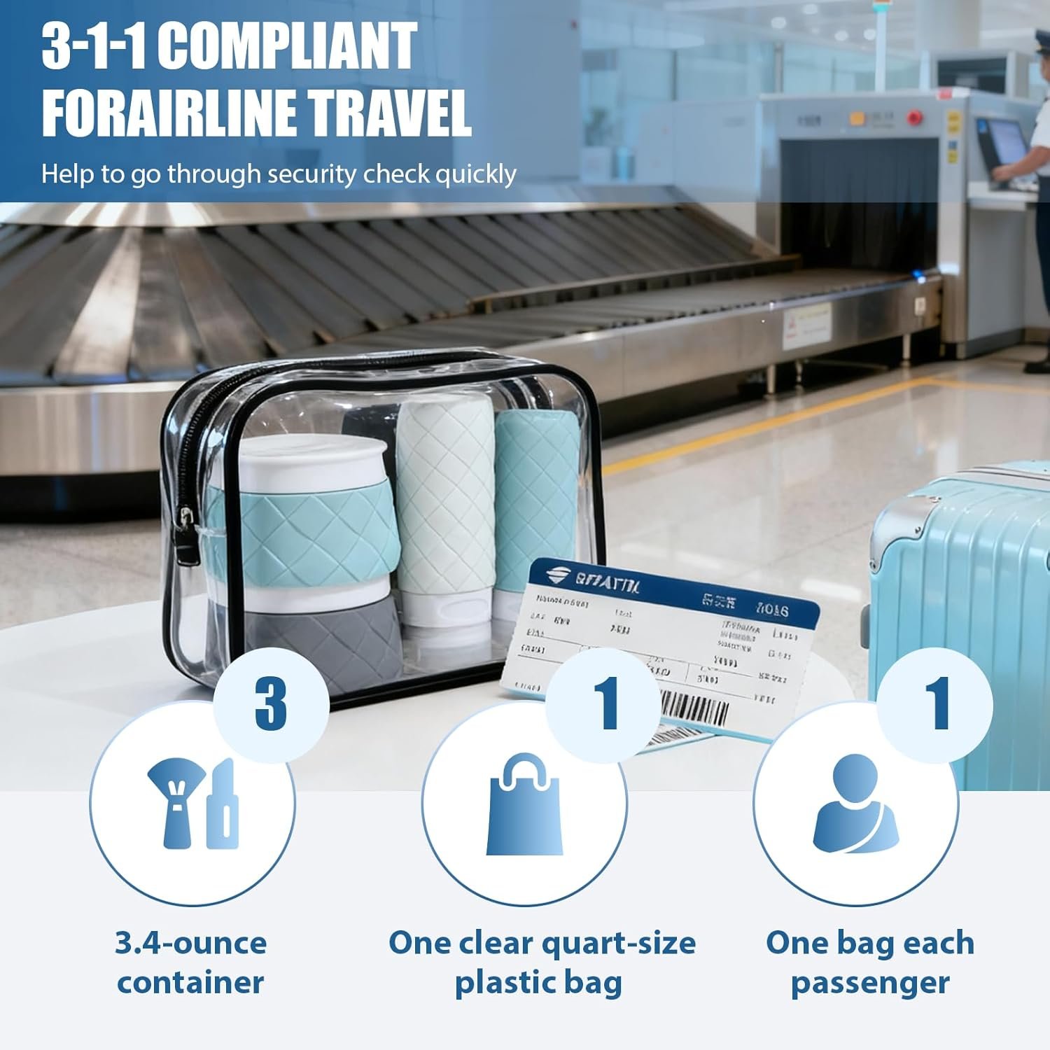 Custom Logo 2 Pack TSA Approved Quart Size Clear Makeup Bags - Toiletry Bags for Travel Toiletries Private Label Cosmetic Organizers for Women Men Carry-On Airline Compliant Factory Black-2pcs