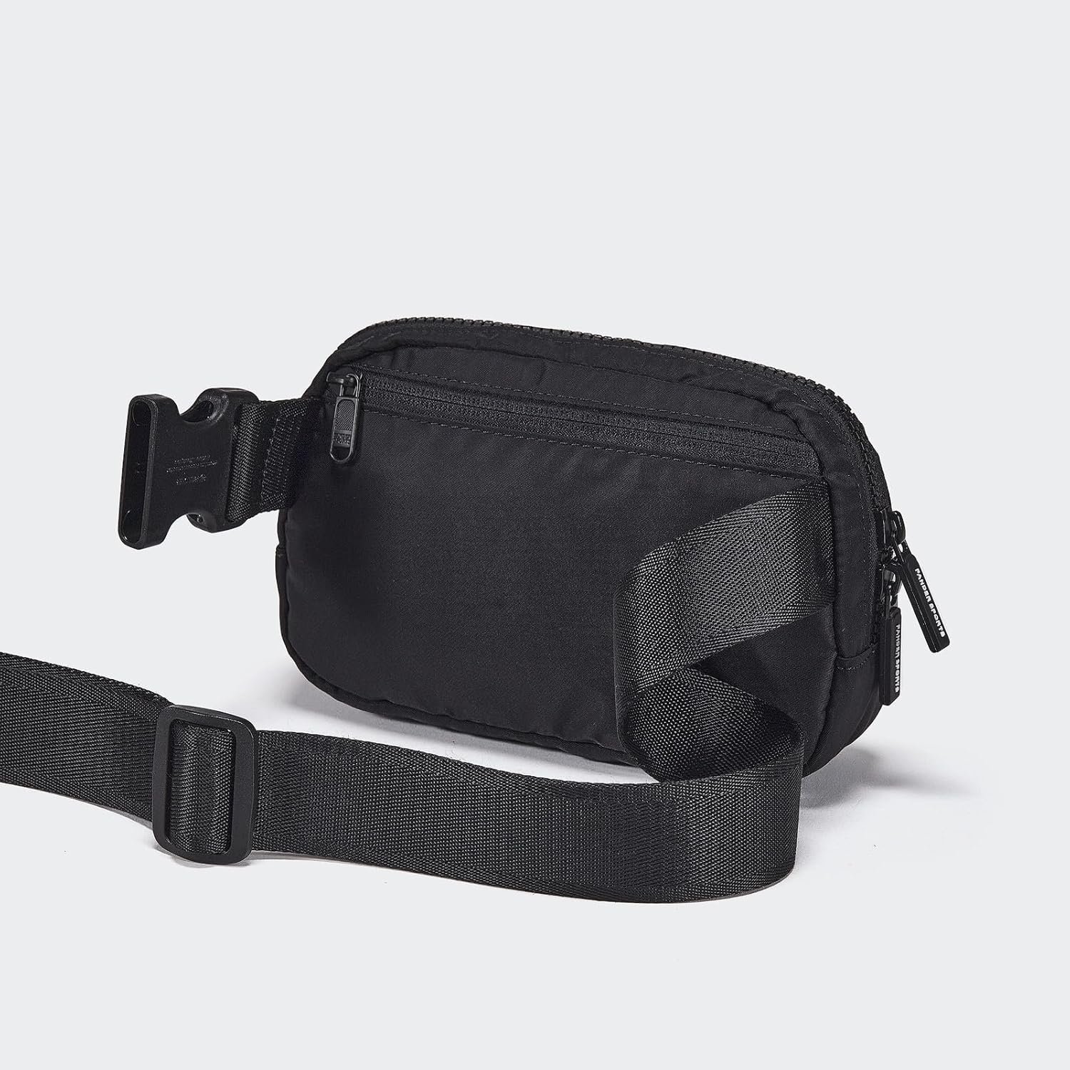 Custom Logo Two Way Zipper Nylon Fanny Pack Everywhere Belt Bag for Women Private Label Water Repellent Crossbody with Adjustable Strap Manufacturer Black
