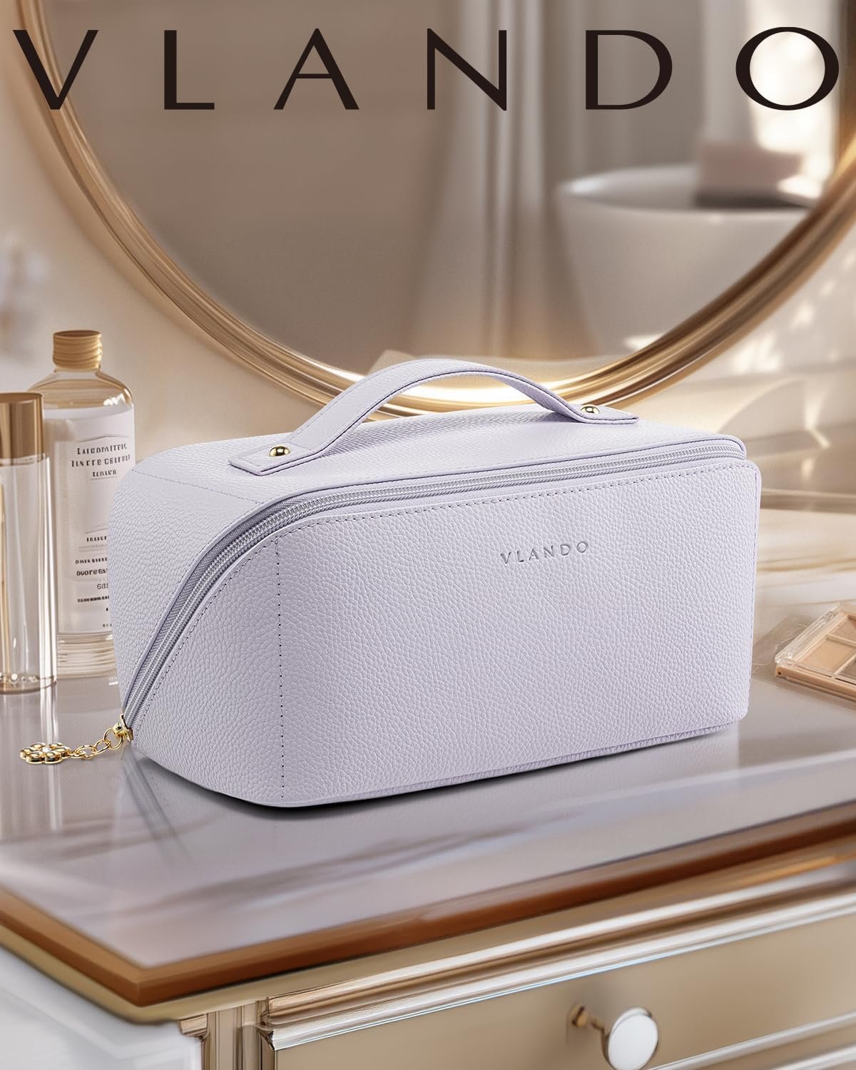 Manufacturer Purple PU Leather Makeup Bag Travel Toiletry Cosmetic Bag for Women - Custom Logo Portable for Skincare Brushes & Travel Essentials - Private Label