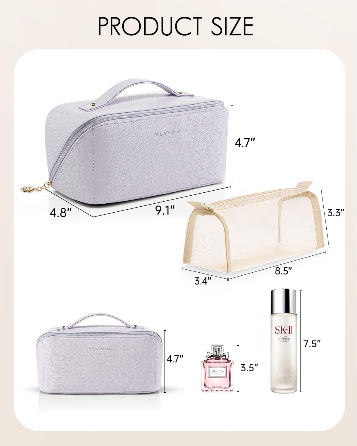 Manufacturer Purple PU Leather Makeup Bag Travel Toiletry Cosmetic Bag for Women - Custom Logo Portable for Skincare Brushes & Travel Essentials - Private Label