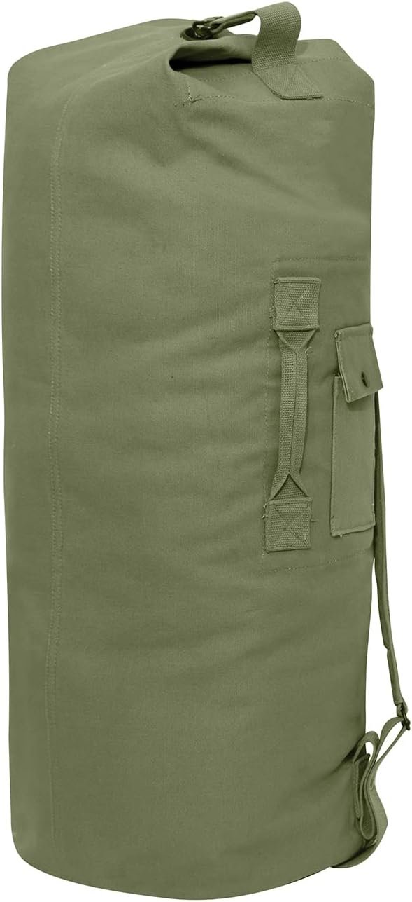 Private Label Canvas Double Strap Duffle Bag with Custom Logo 89.6L Capacity Durable Convenient Olive Drab from Manufacturer