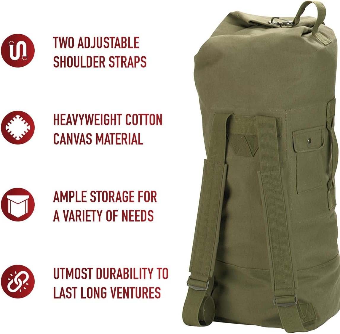 Private Label Canvas Double Strap Duffle Bag with Custom Logo 89.6L Capacity Durable Convenient Olive Drab from Manufacturer