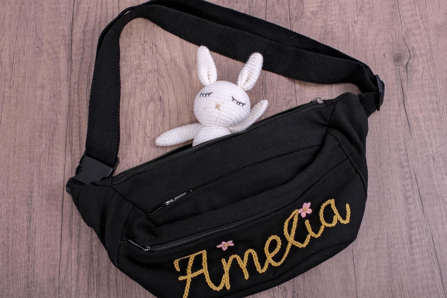 Private Label Embroidered Fanny Pack – Personalized Belt Bag & Crossbody for Women with Custom Logo – Perfect Travel Companion & Bridesmaid Gift from Manufacturer (Black)