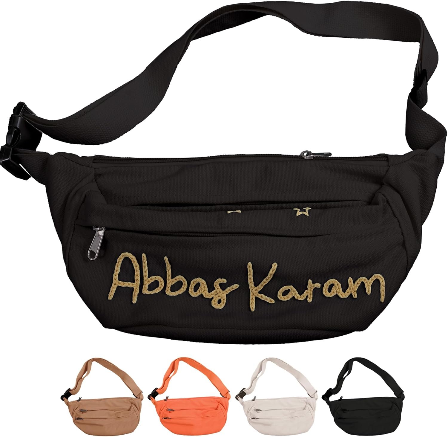 Private Label Embroidered Fanny Pack – Personalized Belt Bag & Crossbody for Women with Custom Logo – Perfect Travel Companion & Bridesmaid Gift from Manufacturer (Black)