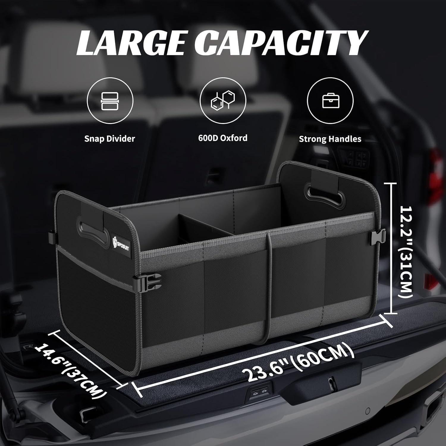 Manufacturer 70L Collapsible Trunk Organizer for Car SUV with 11 Pockets and Reinforced Handles Custom Logo for Grocery Cargo Private Label Black Manufacturer 70L Collapsible Trunk Organizer for Car SUV with 11 Pockets and Reinforced Handles Custom Logo for Grocery Cargo Private Label Black