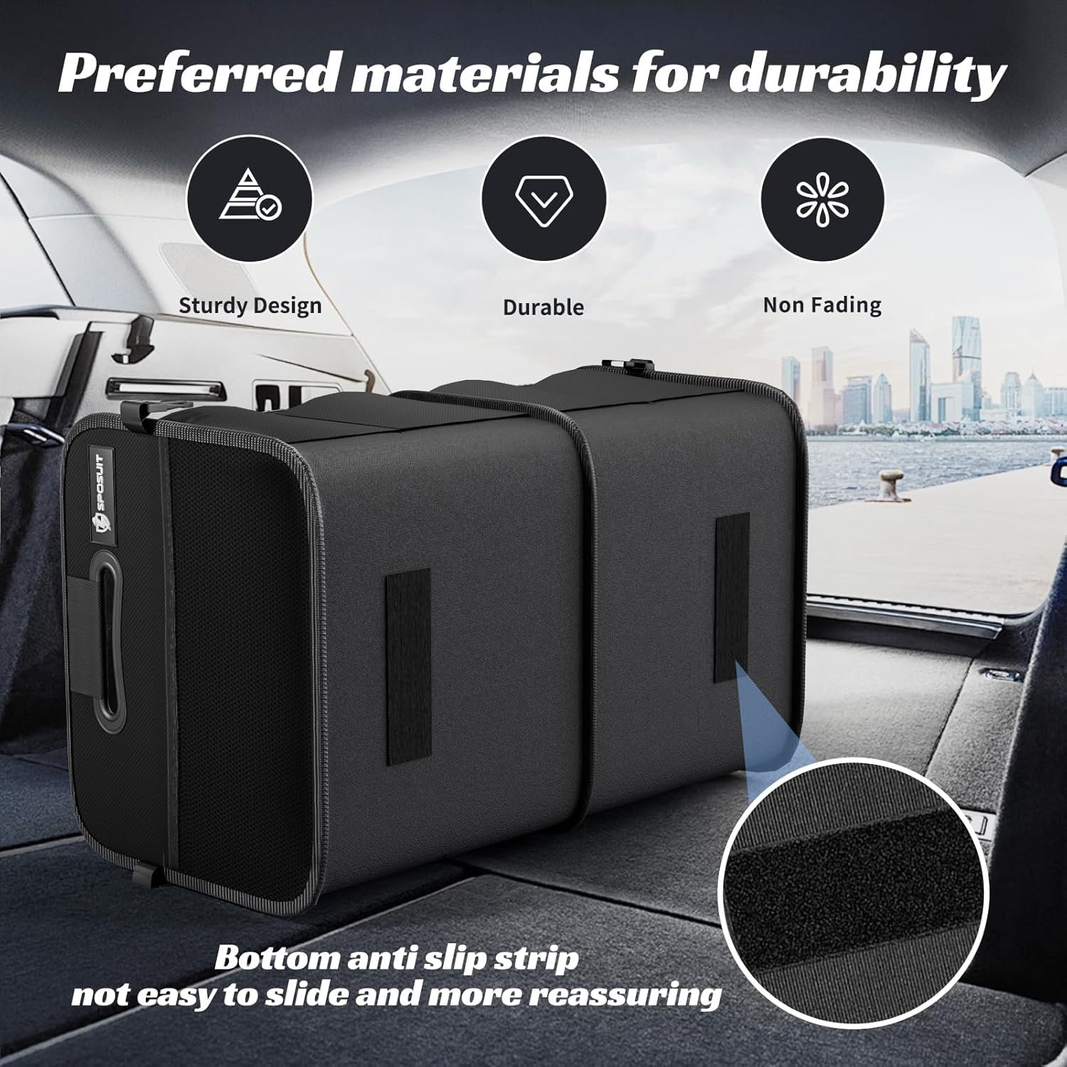Manufacturer 70L Collapsible Trunk Organizer for Car SUV with 11 Pockets and Reinforced Handles Custom Logo for Grocery Cargo Private Label Black Manufacturer 70L Collapsible Trunk Organizer for Car SUV with 11 Pockets and Reinforced Handles Custom Logo for Grocery Cargo Private Label Black