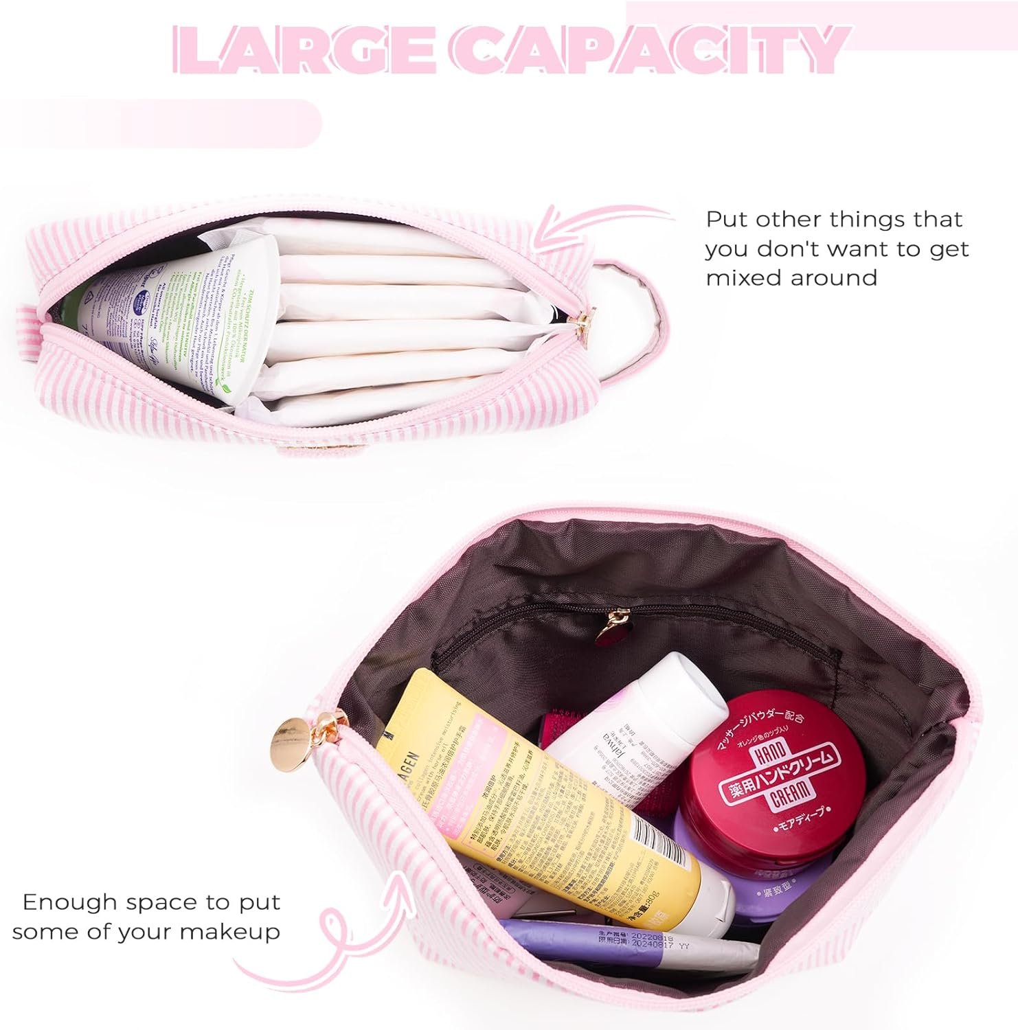 Private Label Personalized Makeup Cosmetic Bag Sets with Custom Logo for Wife Birthday Anniversary Mothers Day Gifts Pink for Women Teen Girls from Manufacturer