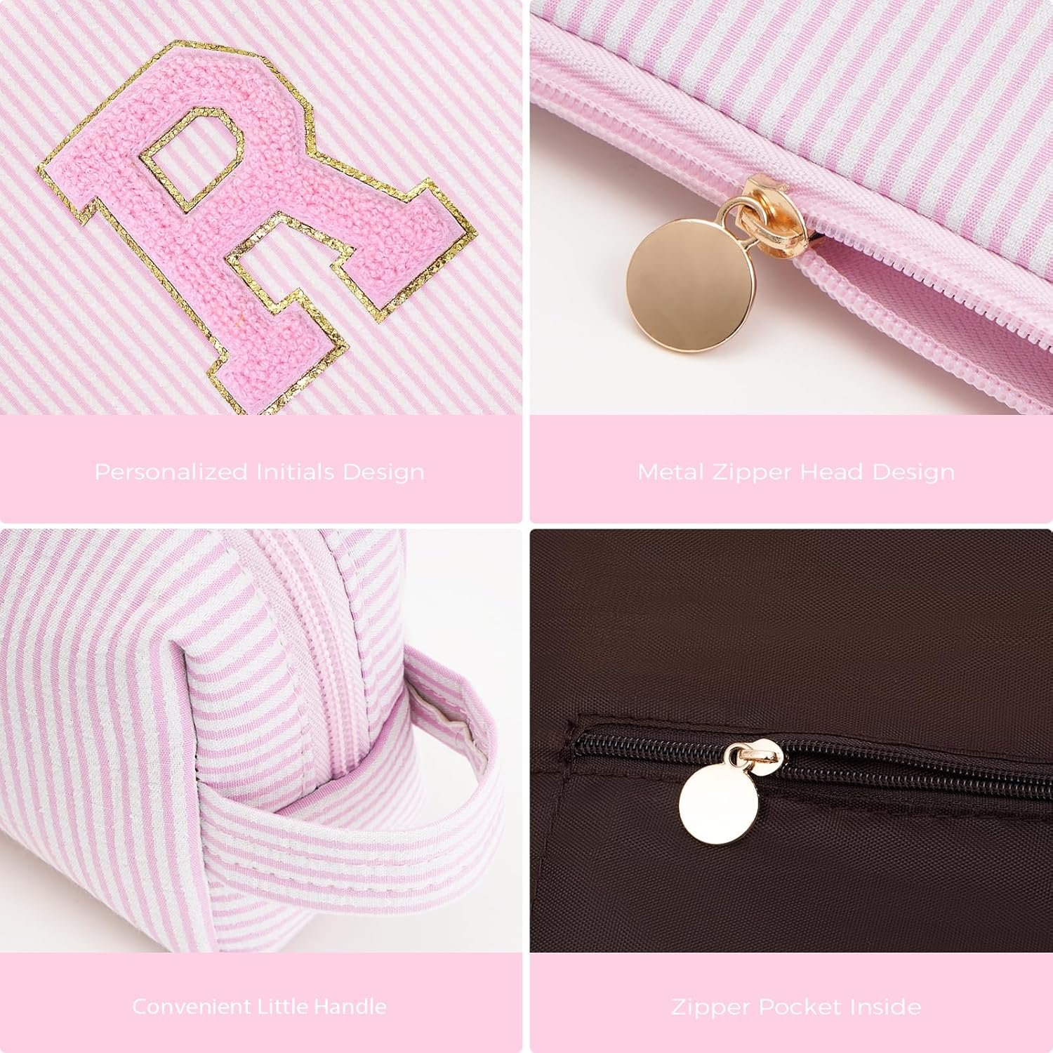 Private Label Personalized Makeup Cosmetic Bag Sets with Custom Logo for Wife Birthday Anniversary Mothers Day Gifts Pink for Women Teen Girls from Manufacturer