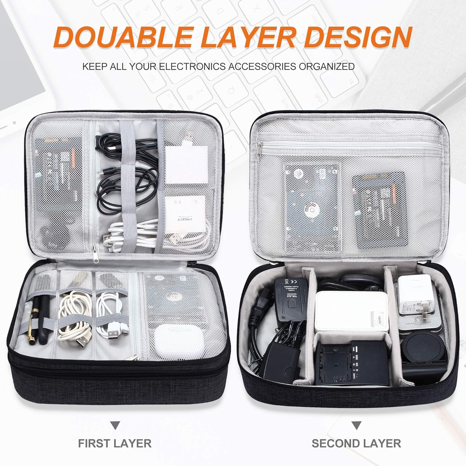 Custom Logo Waterproof Double Layer Electronics Organizer Private Label Travel Cable Bag Manufacturer Portable Storage Case for Cables Cords Chargers Phones Adapters Power Banks Kindle Hard Drives Custom Logo Waterproof Double Layer Electronics Organizer Private Label Travel Cable Bag Manufacturer Portable Storage Case for Cables Cords Chargers Phones Adapters Power Banks Kindle Hard Drives