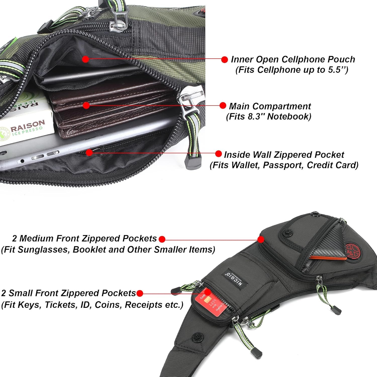 Custom Logo Sling Bag Chest Shoulder Backpack Private Label Crossbody Casual Daypack Manufacturer for Men Women