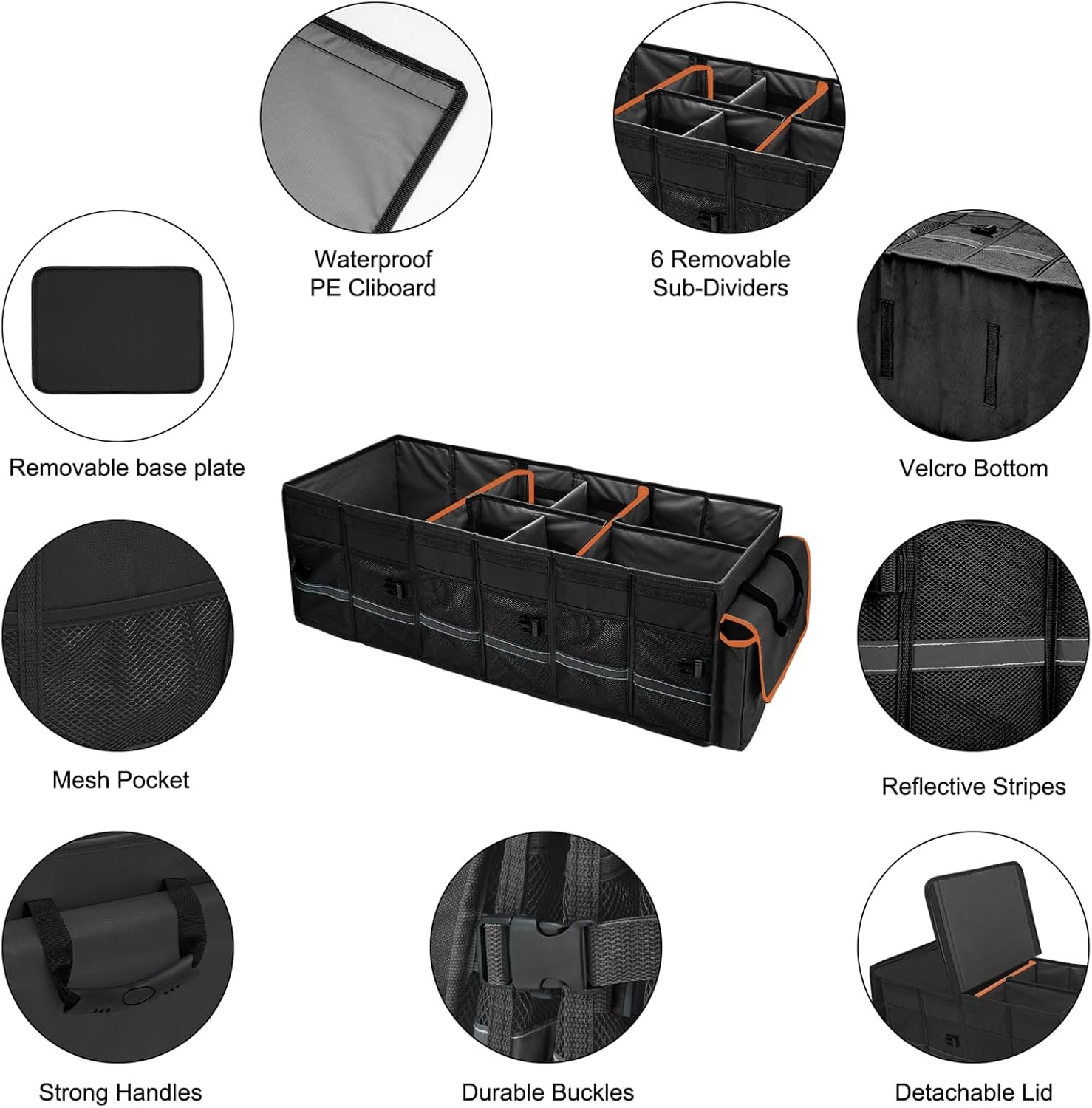 Private Label Collapsible Large Car Trunk Organizer with Lid Removable Leakproof Cooler Bag 6 Dividers for Custom Space SUV Interior Custom Logo Factory Private Label Collapsible Large Car Trunk Organizer with Lid Removable Leakproof Cooler Bag 6 Dividers for Custom Space SUV Interior Custom Logo Factory
