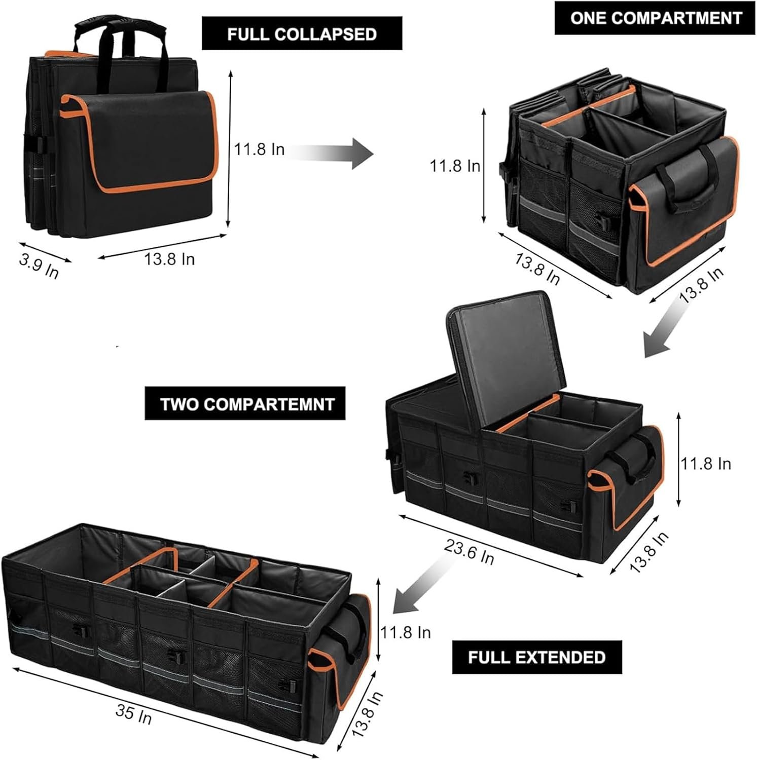 Private Label Collapsible Large Car Trunk Organizer with Lid Removable Leakproof Cooler Bag 6 Dividers for Custom Space SUV Interior Custom Logo Factory Private Label Collapsible Large Car Trunk Organizer with Lid Removable Leakproof Cooler Bag 6 Dividers for Custom Space SUV Interior Custom Logo Factory