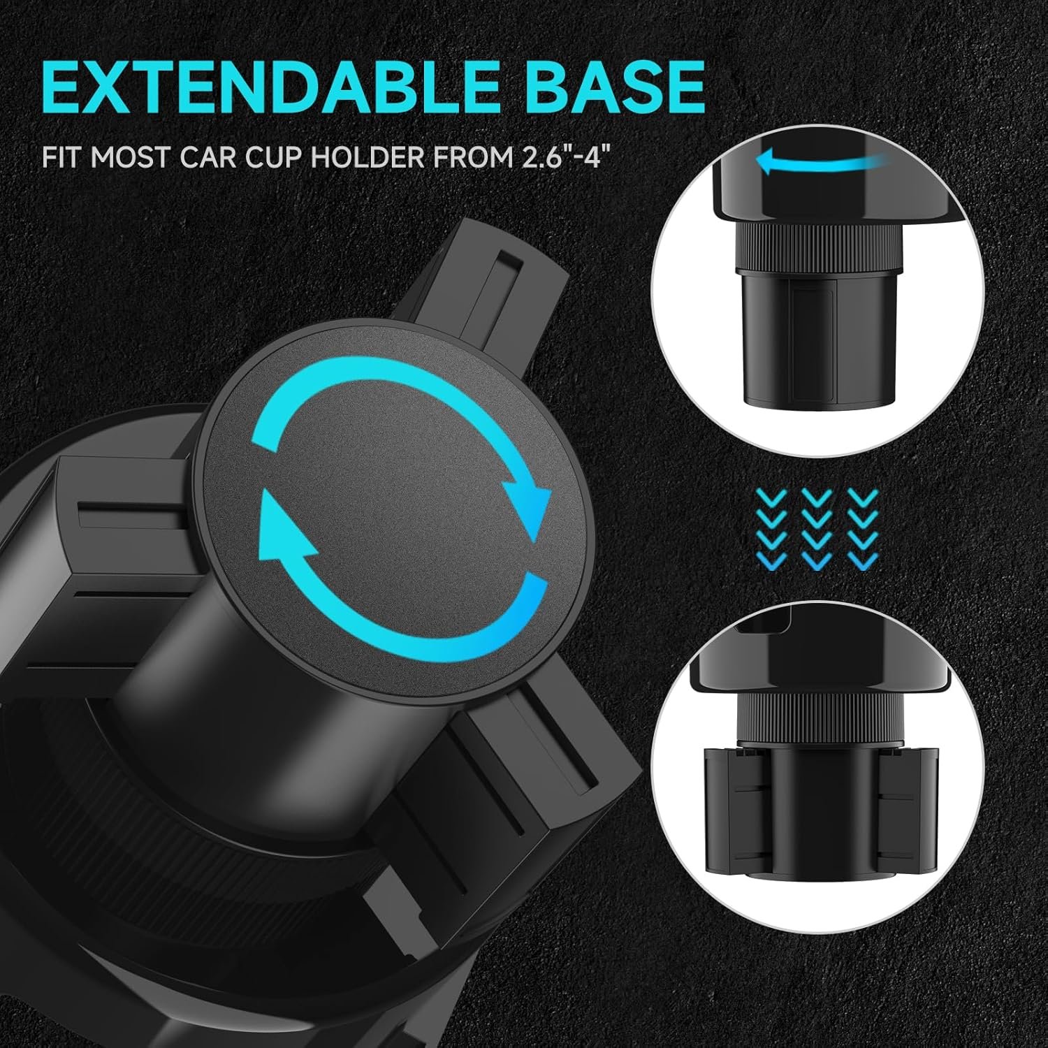 Private Label Car Cup Holder Expander Adapter Tray 9.5” Detachable Food Tray Table Custom Logo Manufacturer Fits Yeti Hydro Flask 16-46 oz Road Trip Essentials