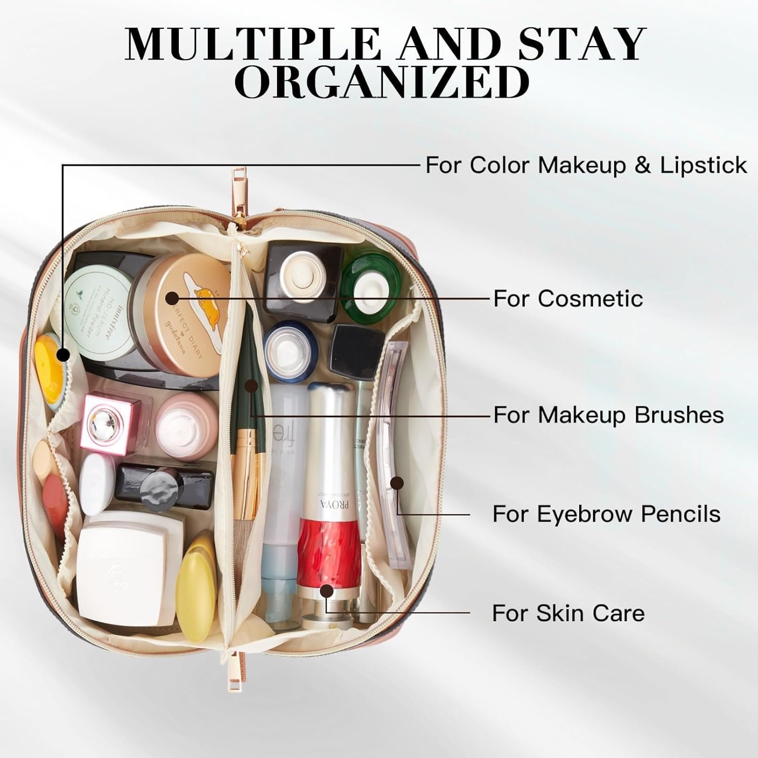 Custom Logo Makeup Bags, Private Label Bulk Cosmetic Toiletry Bags with Compartments Manufacturer