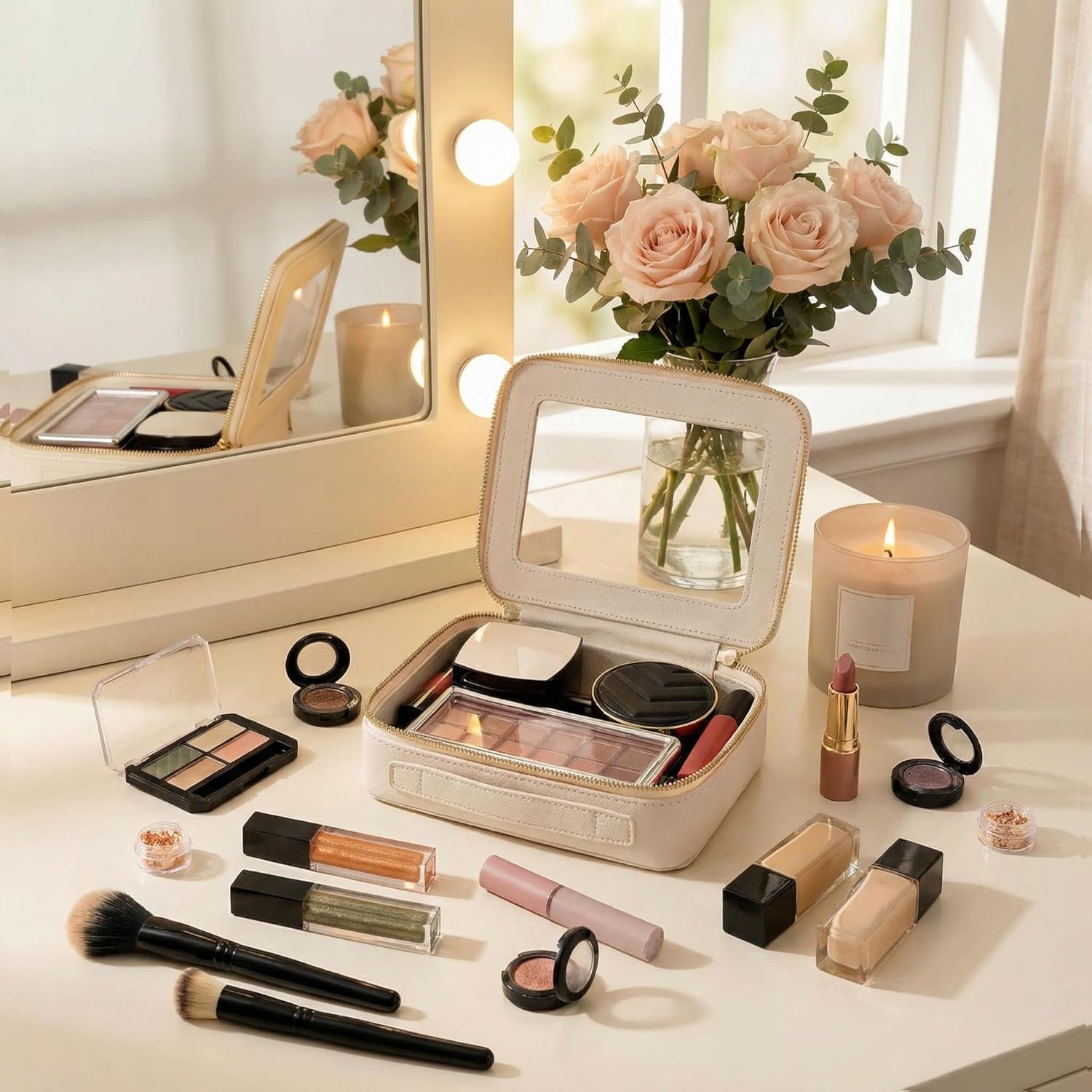 Private Label Clear Makeup Bag Organizer Travel Toiletry Cosmetic Case for Women with Custom Logo Medium White Skincare Pouch Manufacturer