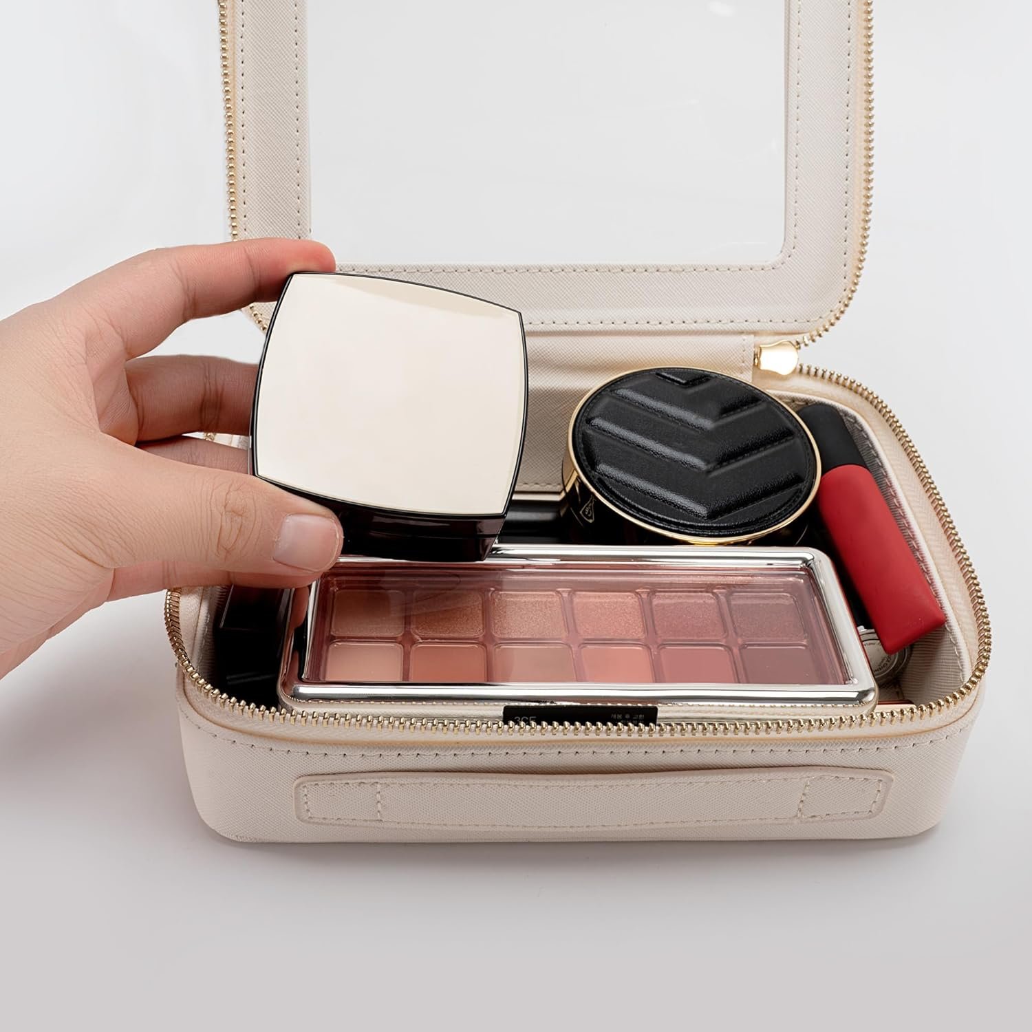 Private Label Clear Makeup Bag Organizer Travel Toiletry Cosmetic Case for Women with Custom Logo Medium White Skincare Pouch Manufacturer