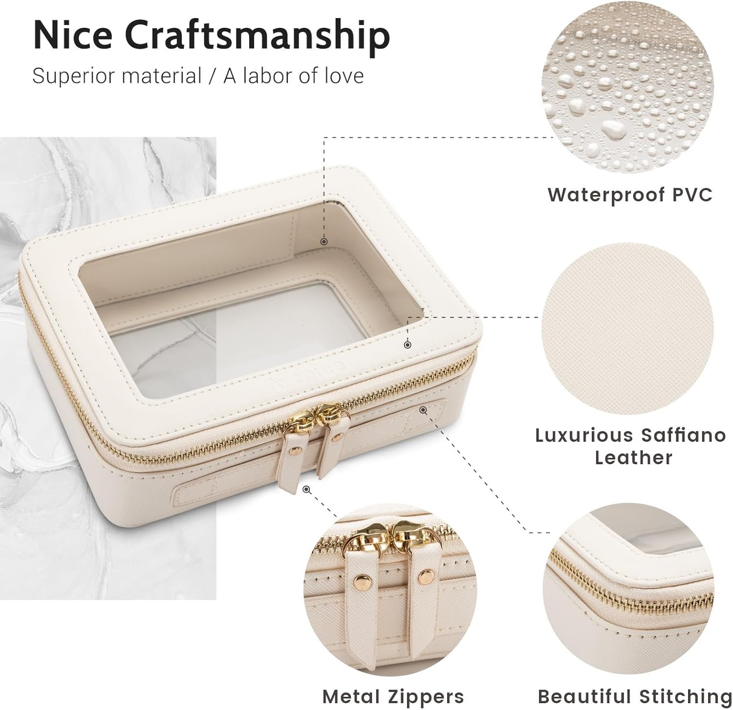 Private Label Clear Makeup Bag Organizer Travel Toiletry Cosmetic Case for Women with Custom Logo Medium White Skincare Pouch Manufacturer