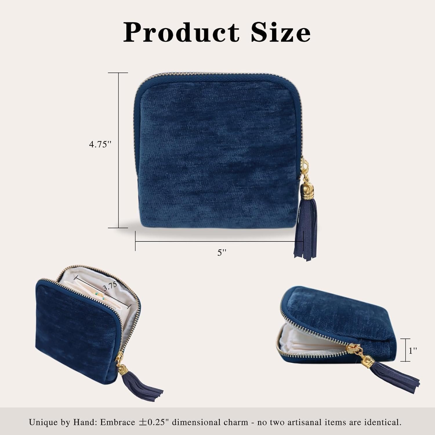 Custom Logo Travel Jewelry Case Private Label Portable Tassel Zipper Velvet Organizer Manufacturer for Rings Bracelets Women