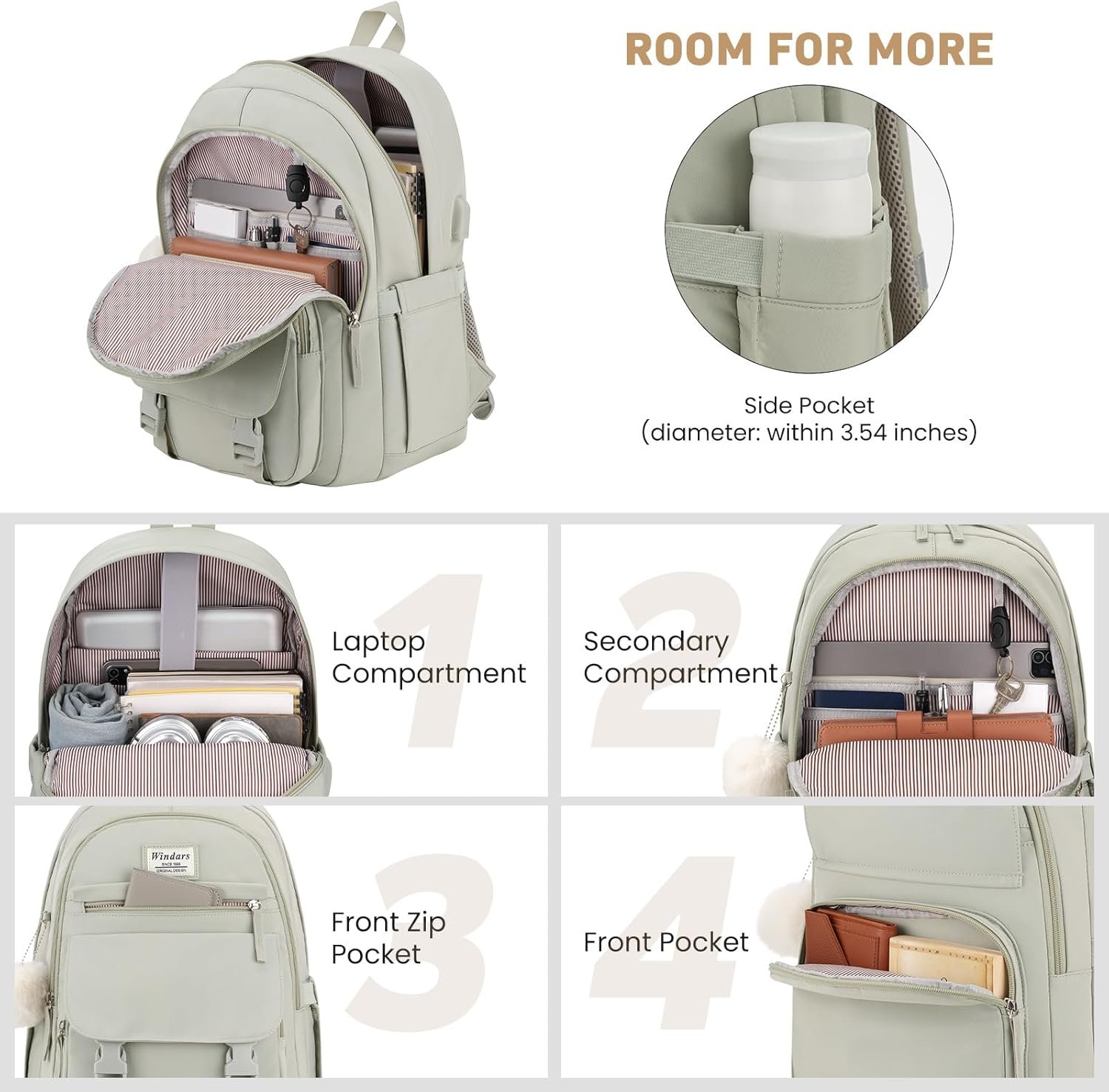 Custom Logo School Backpack for Teen Girls Cute College Backpacks for Women Students Private Label Aesthetic Bookbag Large 15.6 Inch Laptop Bag Middle School Travel Backpack Manufacturer Green