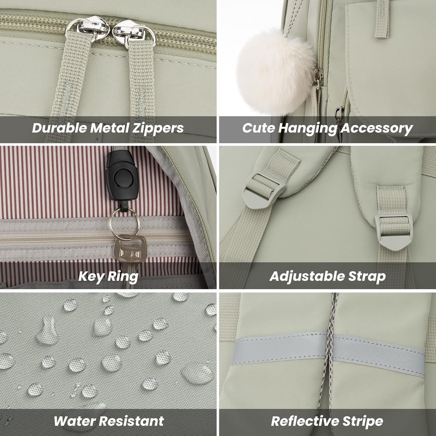 Custom Logo School Backpack for Teen Girls Cute College Backpacks for Women Students Private Label Aesthetic Bookbag Large 15.6 Inch Laptop Bag Middle School Travel Backpack Manufacturer Green