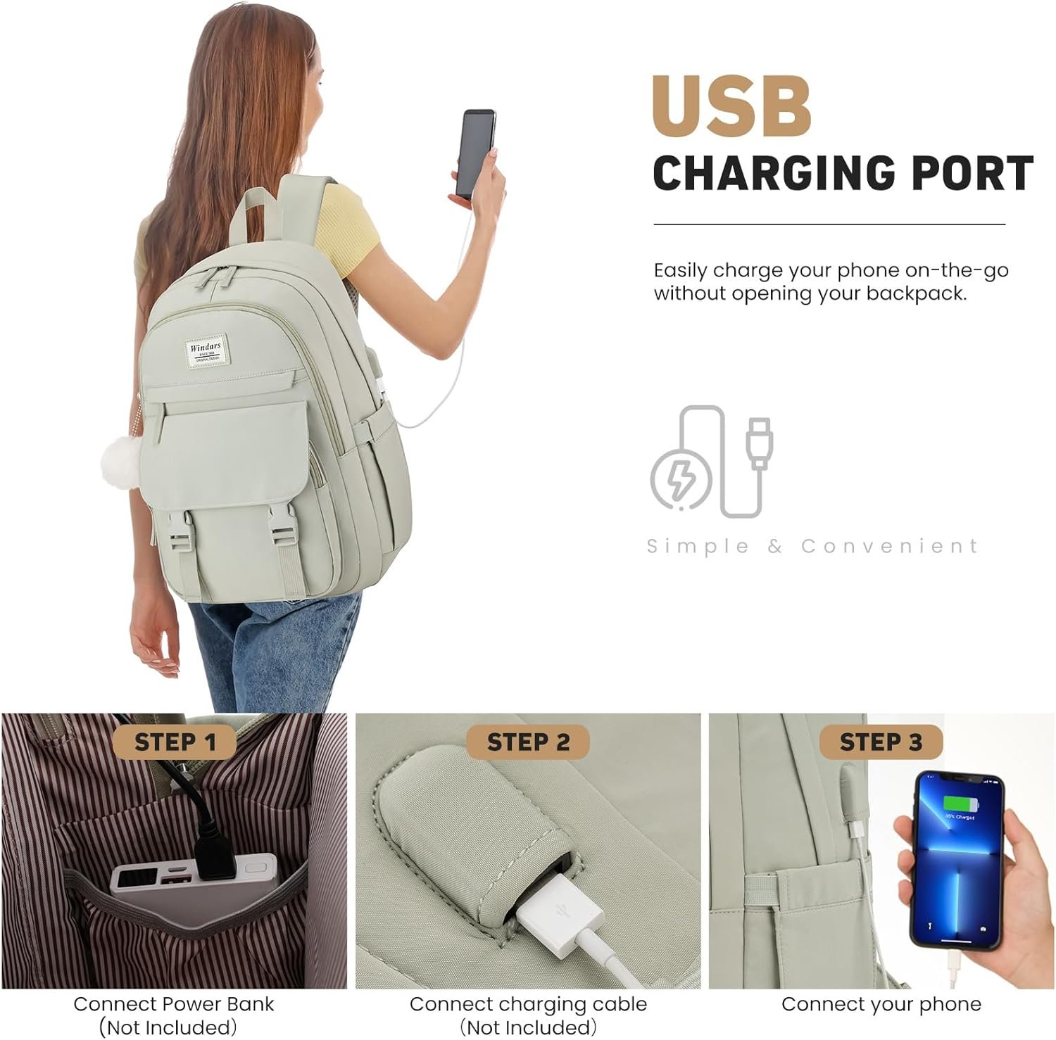 Custom Logo School Backpack for Teen Girls Cute College Backpacks for Women Students Private Label Aesthetic Bookbag Large 15.6 Inch Laptop Bag Middle School Travel Backpack Manufacturer Green