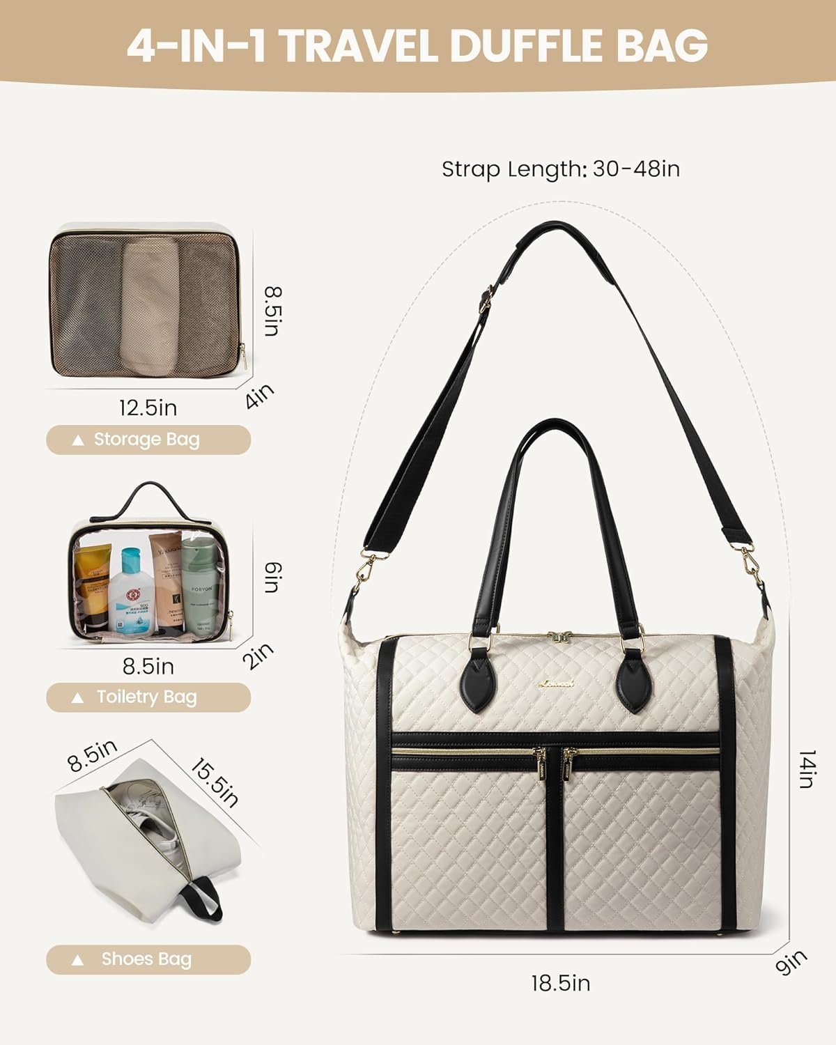 Private Label 4-in-1 Travel Weekender Duffle with Shoes Compartment Custom Logo Carry-On Overnight Bag Toiletry Pouch & Wet Pocket Large Tote for Women Labor Delivery Hospital from Manufacturer Private Label 4-in-1 Travel Weekender Duffle with Shoes Compartment Custom Logo Carry-On Overnight Bag Toiletry Pouch & Wet Pocket Large Tote for Women Labor Delivery Hospital from Manufacturer