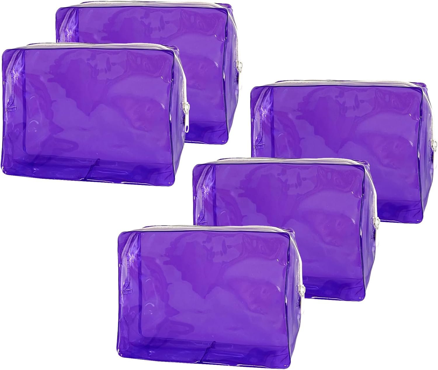 Private Label 5 Pcs Travel Accessories Transparent Clear PVC Cosmetic Pouch Makeup Bags Custom Logo Women Fashion Zipper Letter Purple Factory