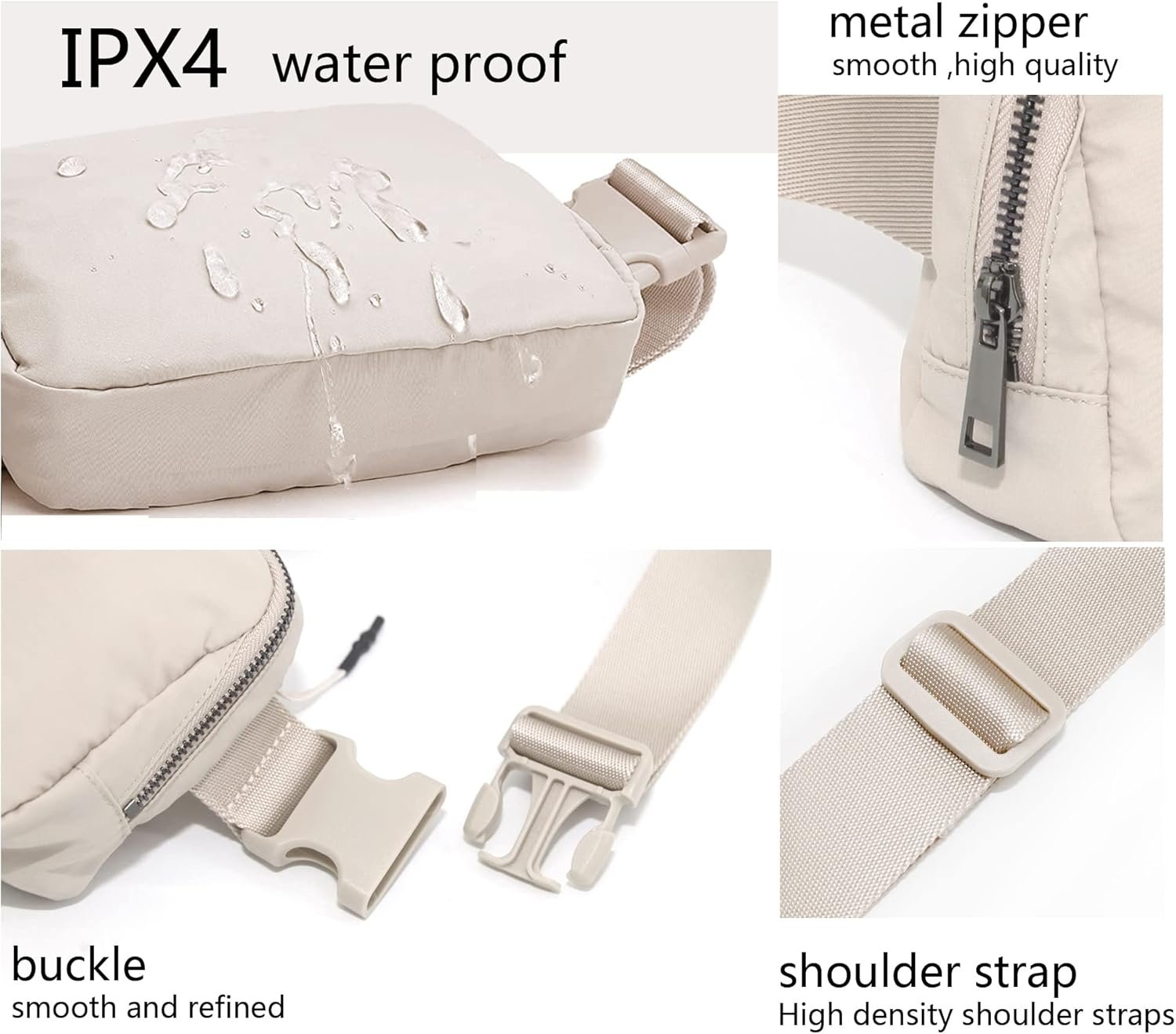 Private Label Fanny Belt Bag Waist Pack Crossbody Bum Bag Custom Logo Adjustable Strap for Women Running Hiking Travel Workout Factory Beige Private Label Fanny Belt Bag Waist Pack Crossbody Bum Bag Custom Logo Adjustable Strap for Women Running Hiking Travel Workout Factory Beige