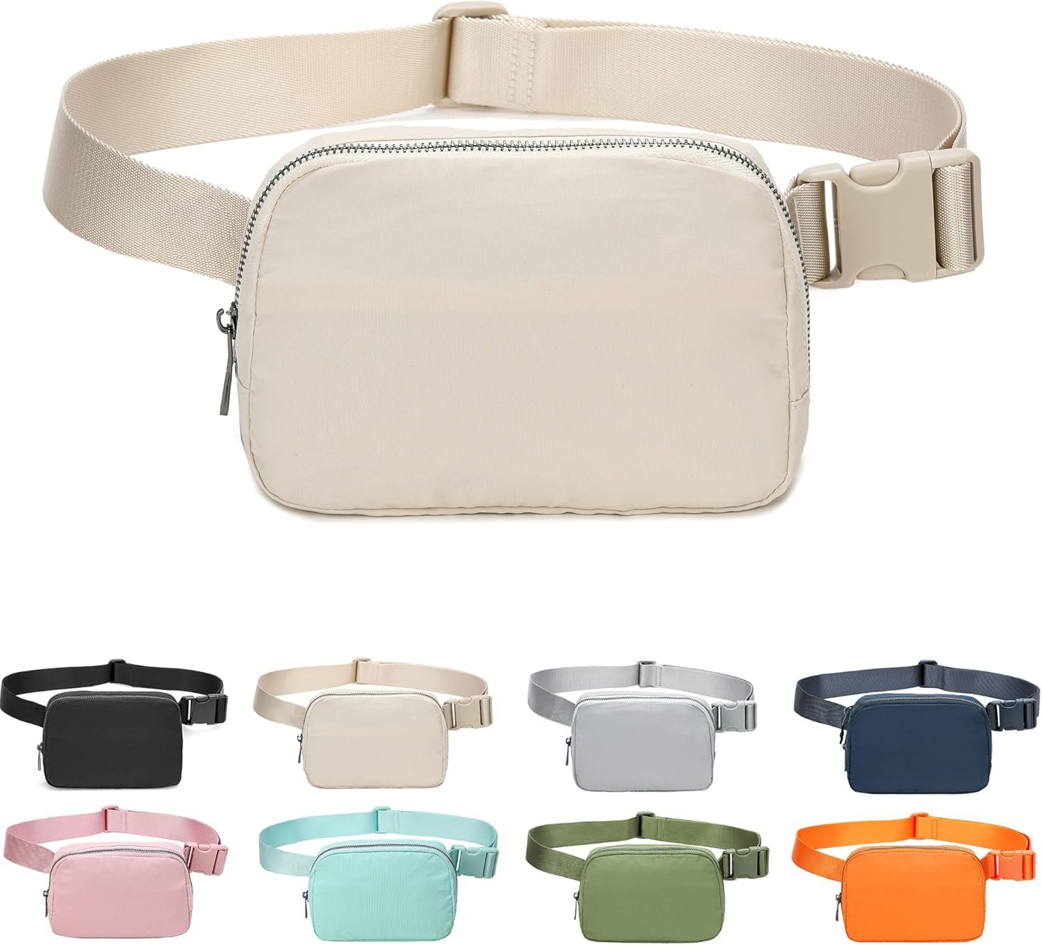 Private Label Fanny Belt Bag Waist Pack Crossbody Bum Bag Custom Logo Adjustable Strap for Women Running Hiking Travel Workout Factory Beige