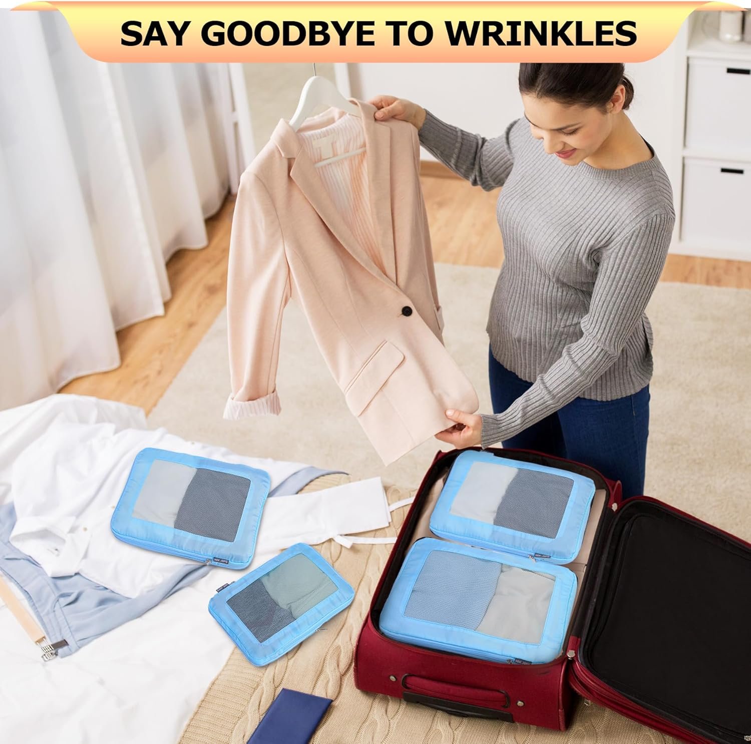 Private Label 4 Set Ultralight Compression Packing Cubes for Travel Suitcases Custom Logo Compressible Mesh Organizers for Women Manufacturer (Blue) Private Label 4 Set Ultralight Compression Packing Cubes for Travel Suitcases Custom Logo Compressible Mesh Organizers for Women Manufacturer (Blue)