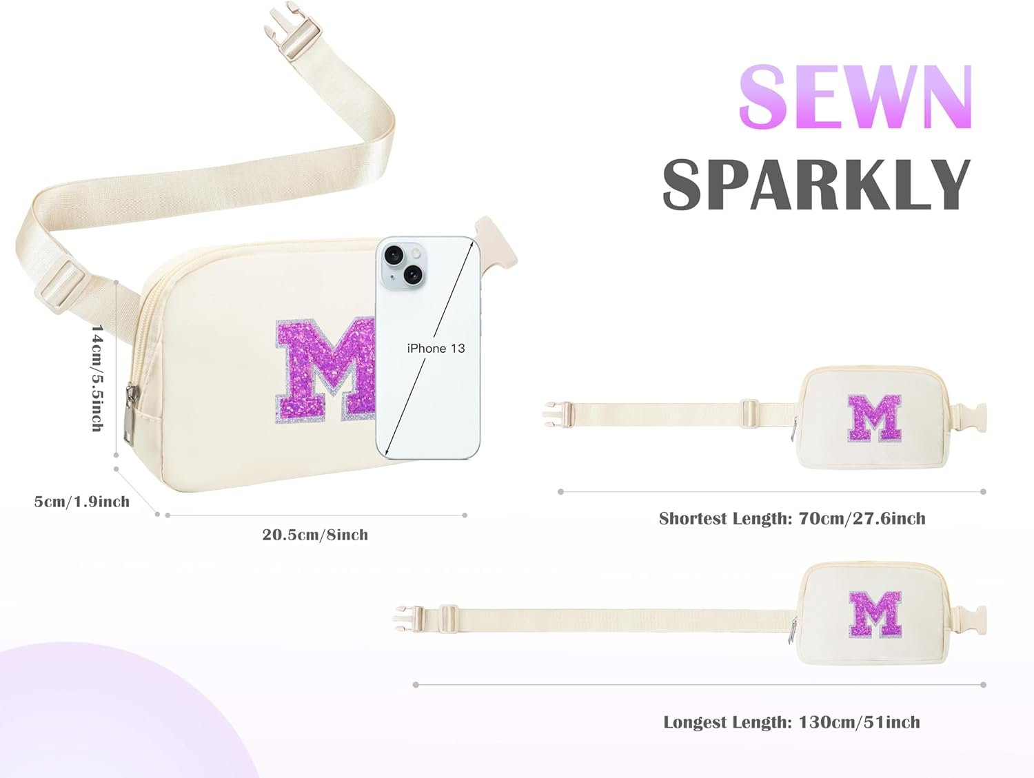 Custom Logo Girls Purses Fanny Pack Crossbody Belt Bag Private Label Birthday Gifts for 6 7 8 9 10 11 12 Year Old Girl Age 6-8 8-10 10-12 Kids Easter Basket Stuffers Tween Teen Preteen Ivory M Manufacturer