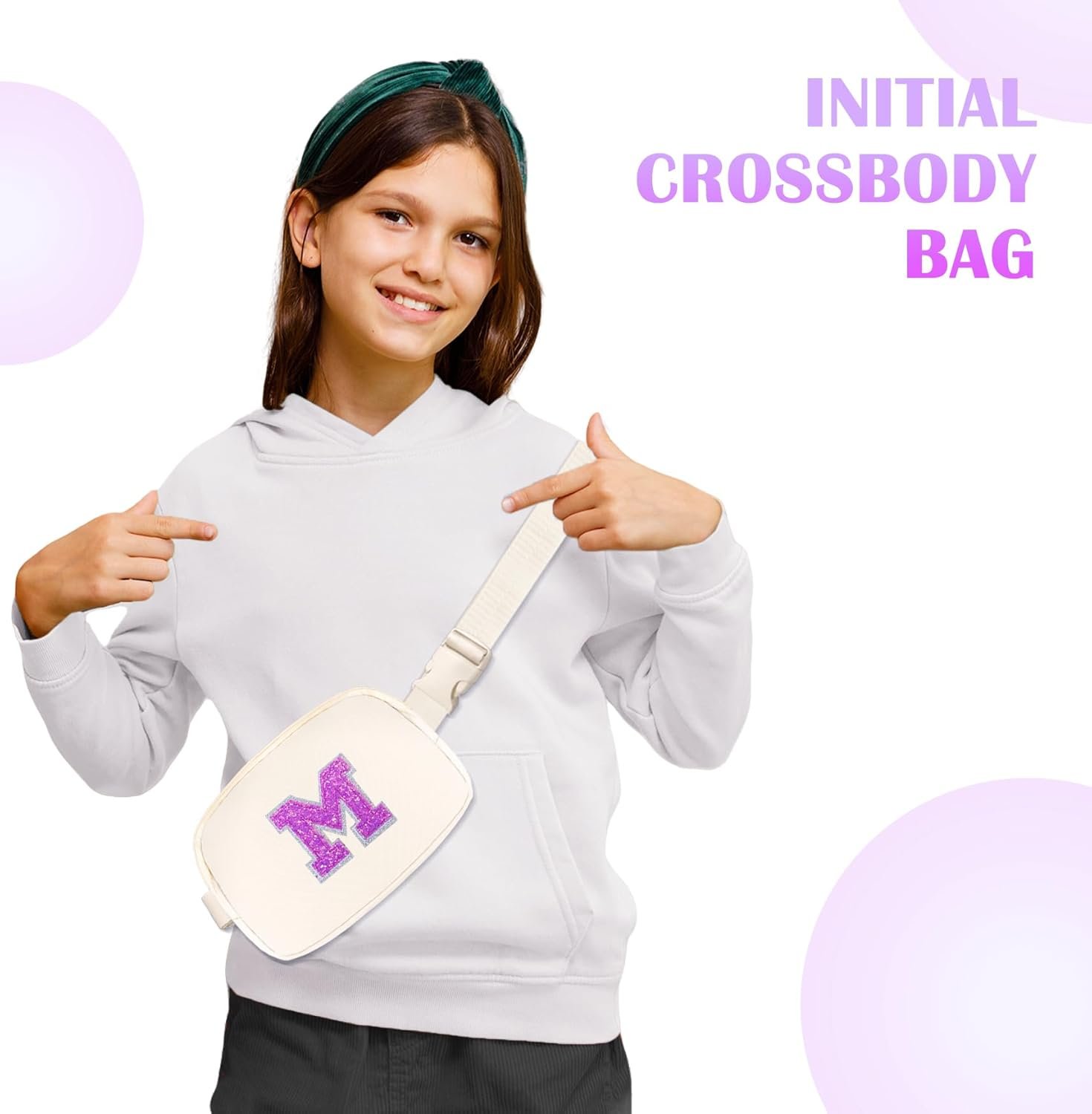 Custom Logo Girls Purses Fanny Pack Crossbody Belt Bag Private Label Birthday Gifts for 6 7 8 9 10 11 12 Year Old Girl Age 6-8 8-10 10-12 Kids Easter Basket Stuffers Tween Teen Preteen Ivory M Manufacturer
