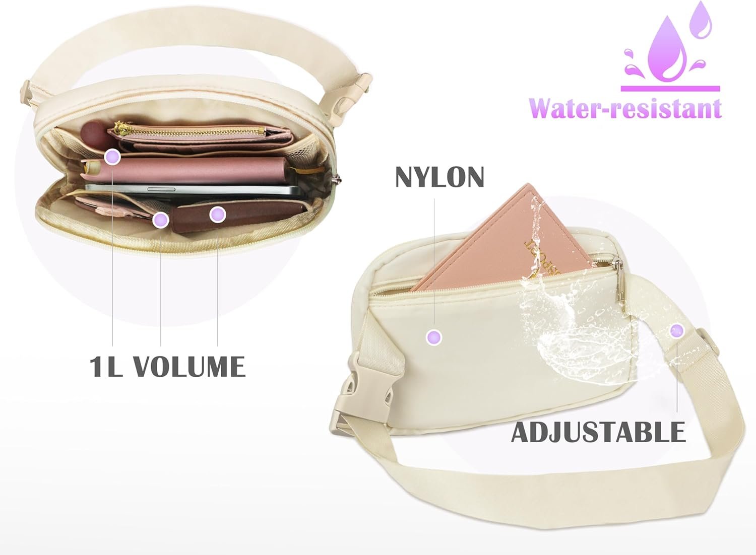 Custom Logo Girls Purses Fanny Pack Crossbody Belt Bag Private Label Birthday Gifts for 6 7 8 9 10 11 12 Year Old Girl Age 6-8 8-10 10-12 Kids Easter Basket Stuffers Tween Teen Preteen Ivory M Manufacturer