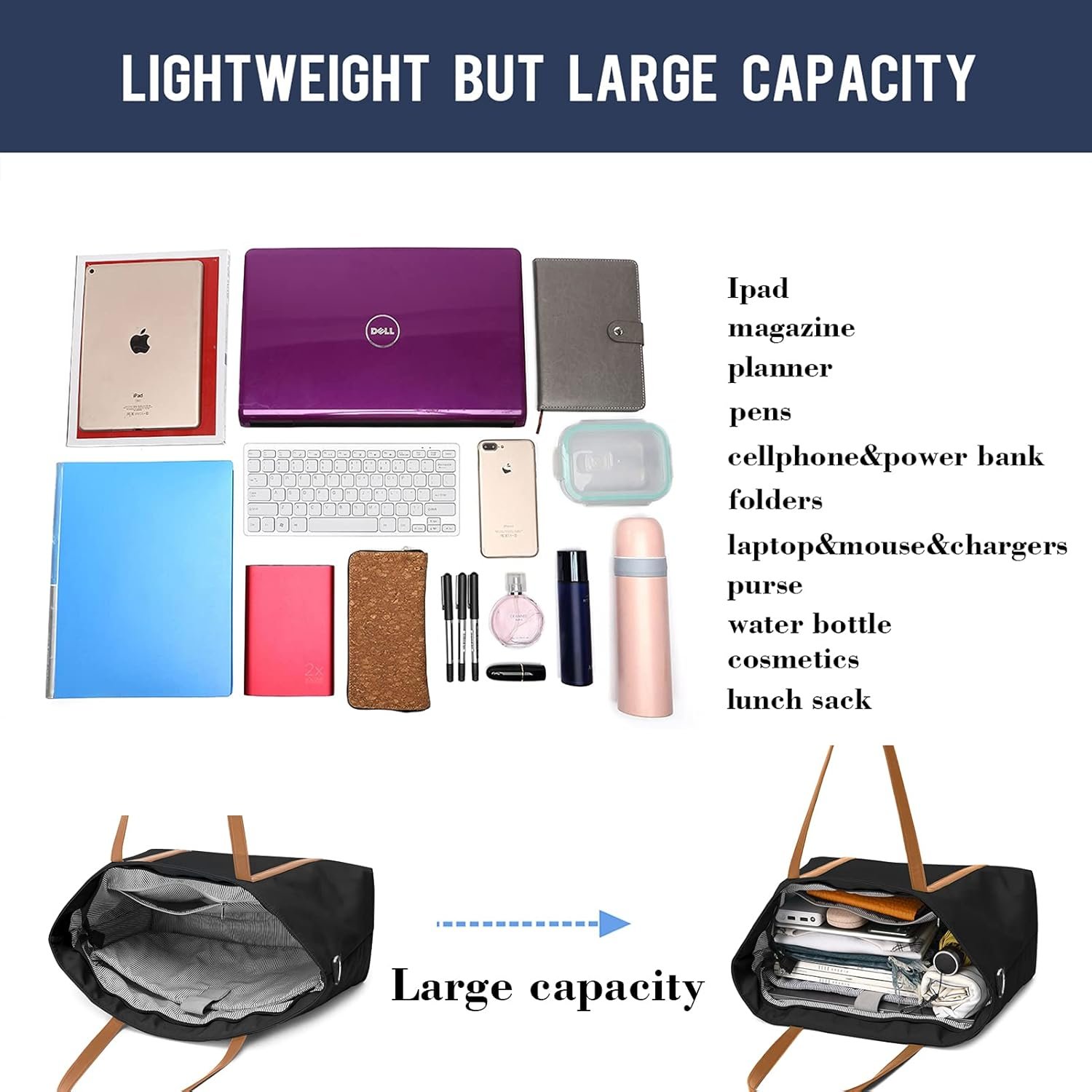 Private Label Lightweight Women's Laptop Tote Bag with Custom Logo for Work Casual Travel Beach College Teacher Manufacturer