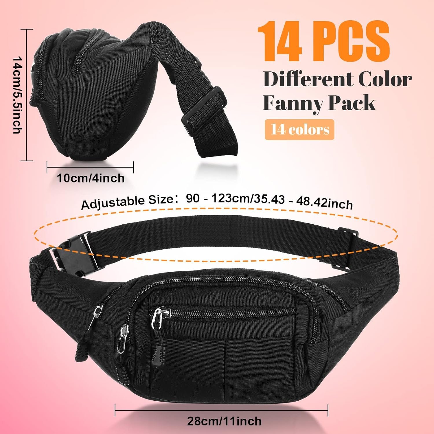Private Label 14 Pcs Bulk Fanny Packs 80s 90s Waterproof Crossbody Waist Bags with Adjustable Belt for Travel Running Exercise Custom Logo Holographic Bum Bags for Women Men Rave Manufacturer