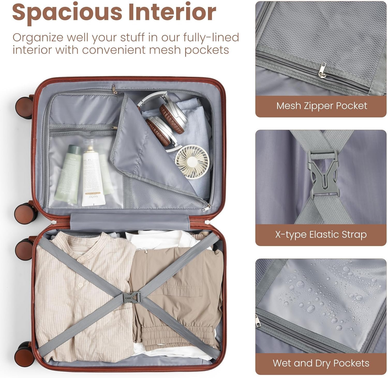 Private Label 6 Piece Hardside Luggage Sets 20in Carry On Suitcase with Spinner Wheels TSA Lock Custom Logo Manufacturer