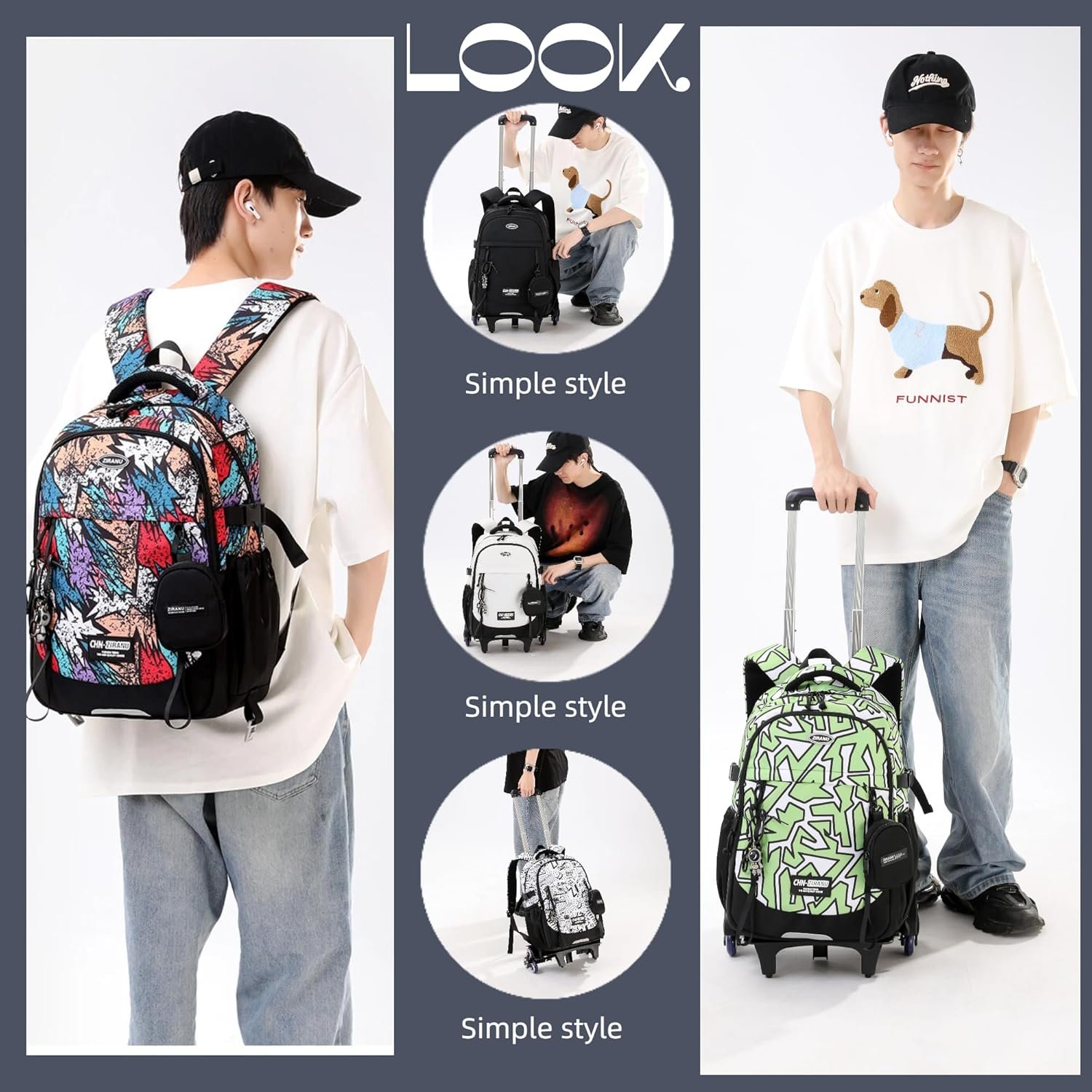Custom Logo Boys Rolling Backpack Classic Trolley Bookbag with Multiple Pockets Wheels for Kids School Students Private Label Manufacturer Custom Logo Boys Rolling Backpack Classic Trolley Bookbag with Multiple Pockets Wheels for Kids School Students Private Label Manufacturer