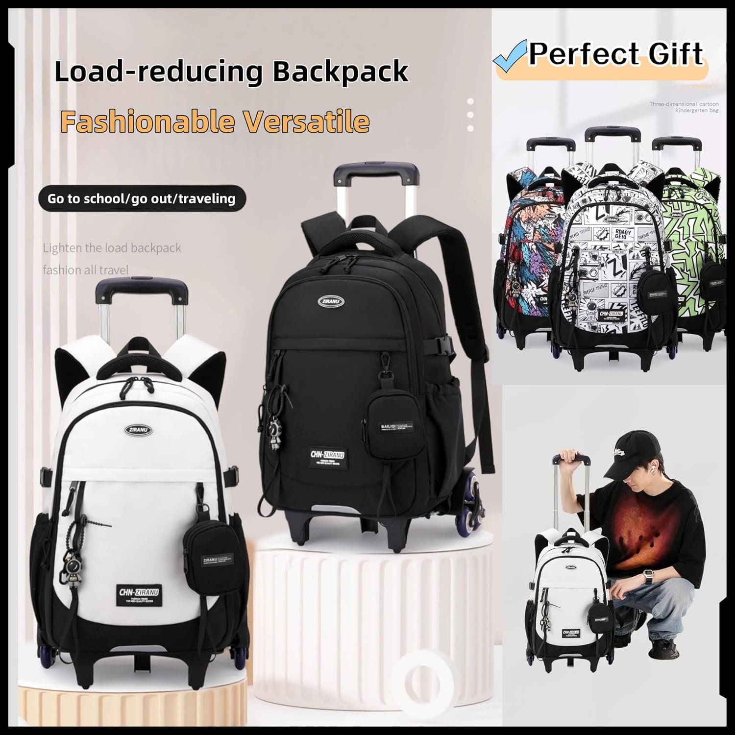 Custom Logo Boys Rolling Backpack Classic Trolley Bookbag with Multiple Pockets Wheels for Kids School Students Private Label Manufacturer Custom Logo Boys Rolling Backpack Classic Trolley Bookbag with Multiple Pockets Wheels for Kids School Students Private Label Manufacturer