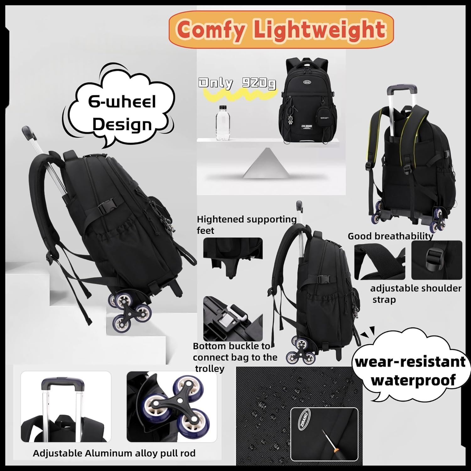 Custom Logo Boys Rolling Backpack Classic Trolley Bookbag with Multiple Pockets Wheels for Kids School Students Private Label Manufacturer Custom Logo Boys Rolling Backpack Classic Trolley Bookbag with Multiple Pockets Wheels for Kids School Students Private Label Manufacturer