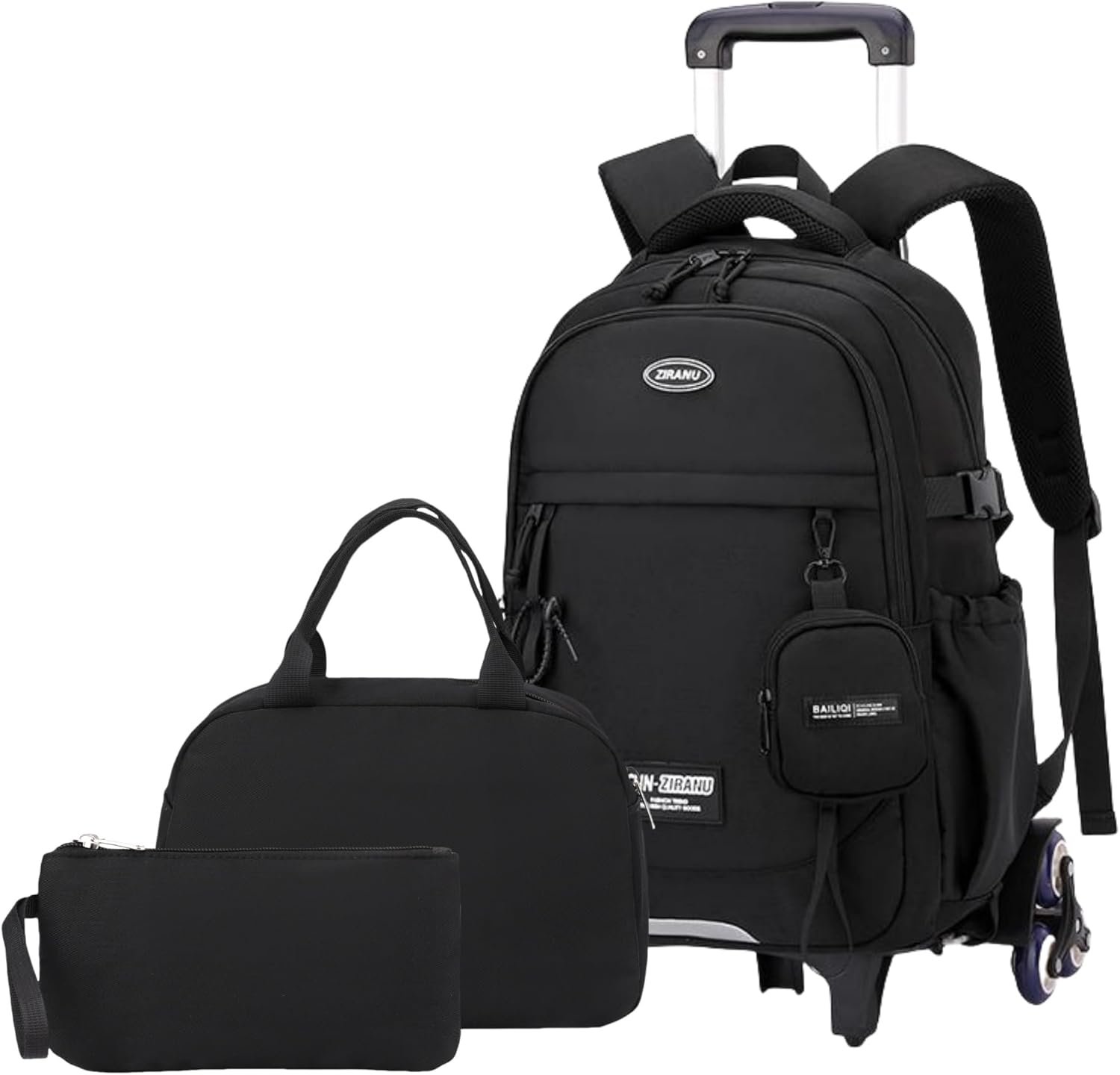 Custom Logo Boys Rolling Backpack Classic Trolley Bookbag with Multiple Pockets Wheels for Kids School Students Private Label Manufacturer